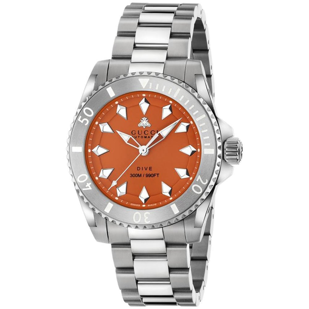 Dive Stainless Steel 40mm Orange Dial Watch