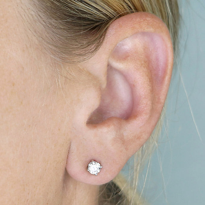 Sterling Silver Moissanite Solitaire Stud Earrings