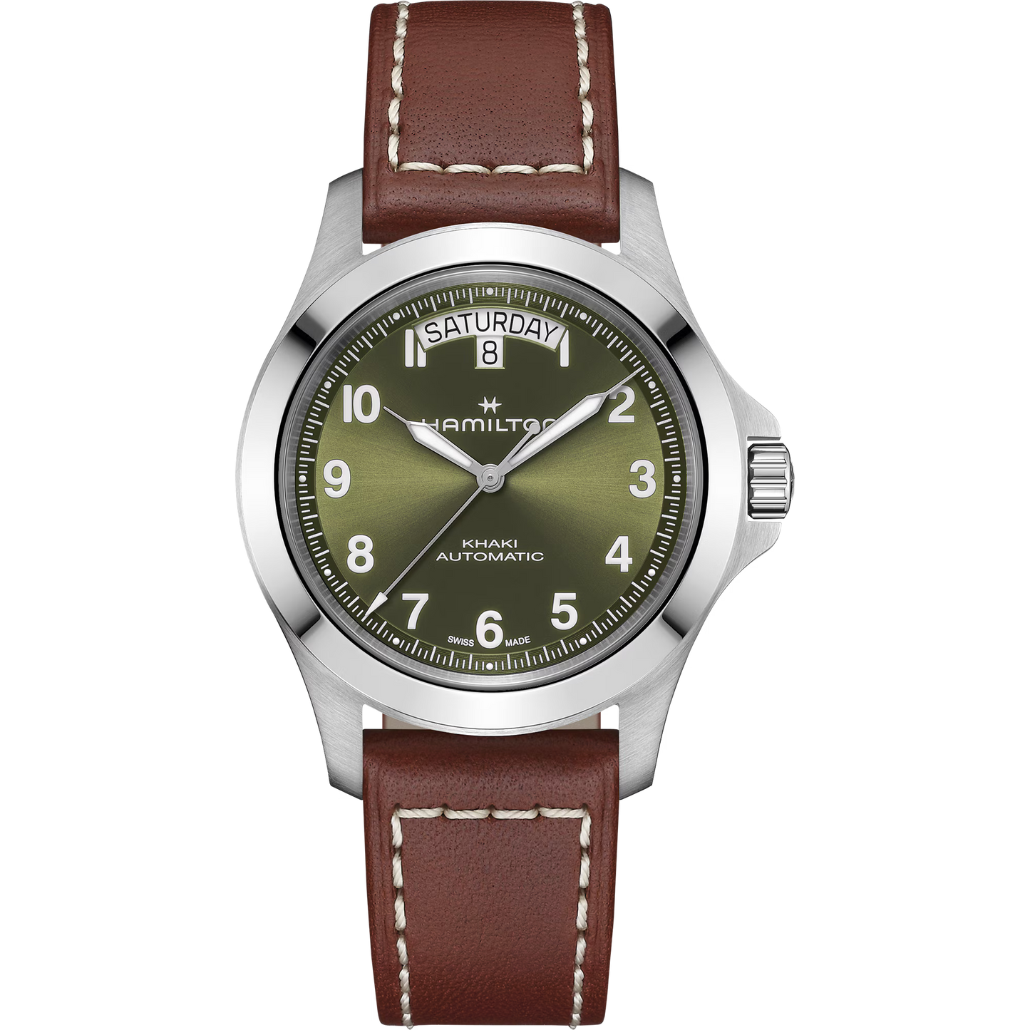 Khaki Field King Day-Date 40mm Leather Strap Watch