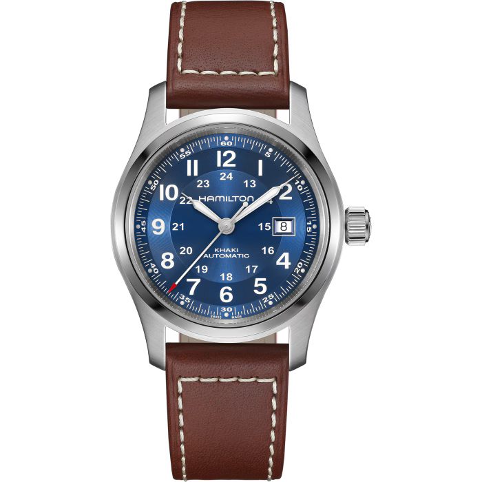 Khaki Field Auto 42mm Leather Strap Watch