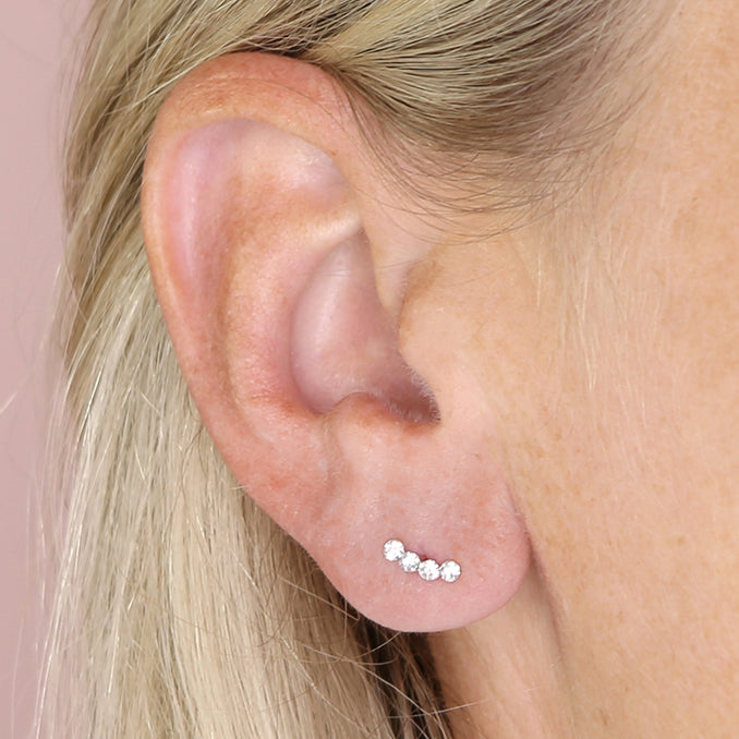Sterling Silver Climber Stack Stud Earrings