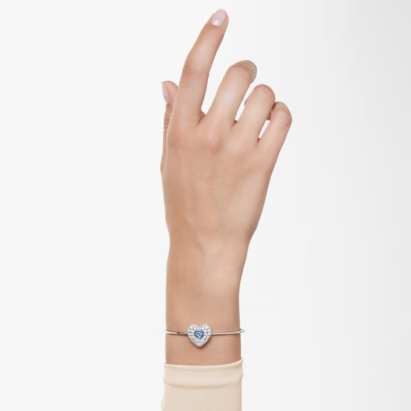 Hyperbola bangle, Heart, Blue, Rhodium
