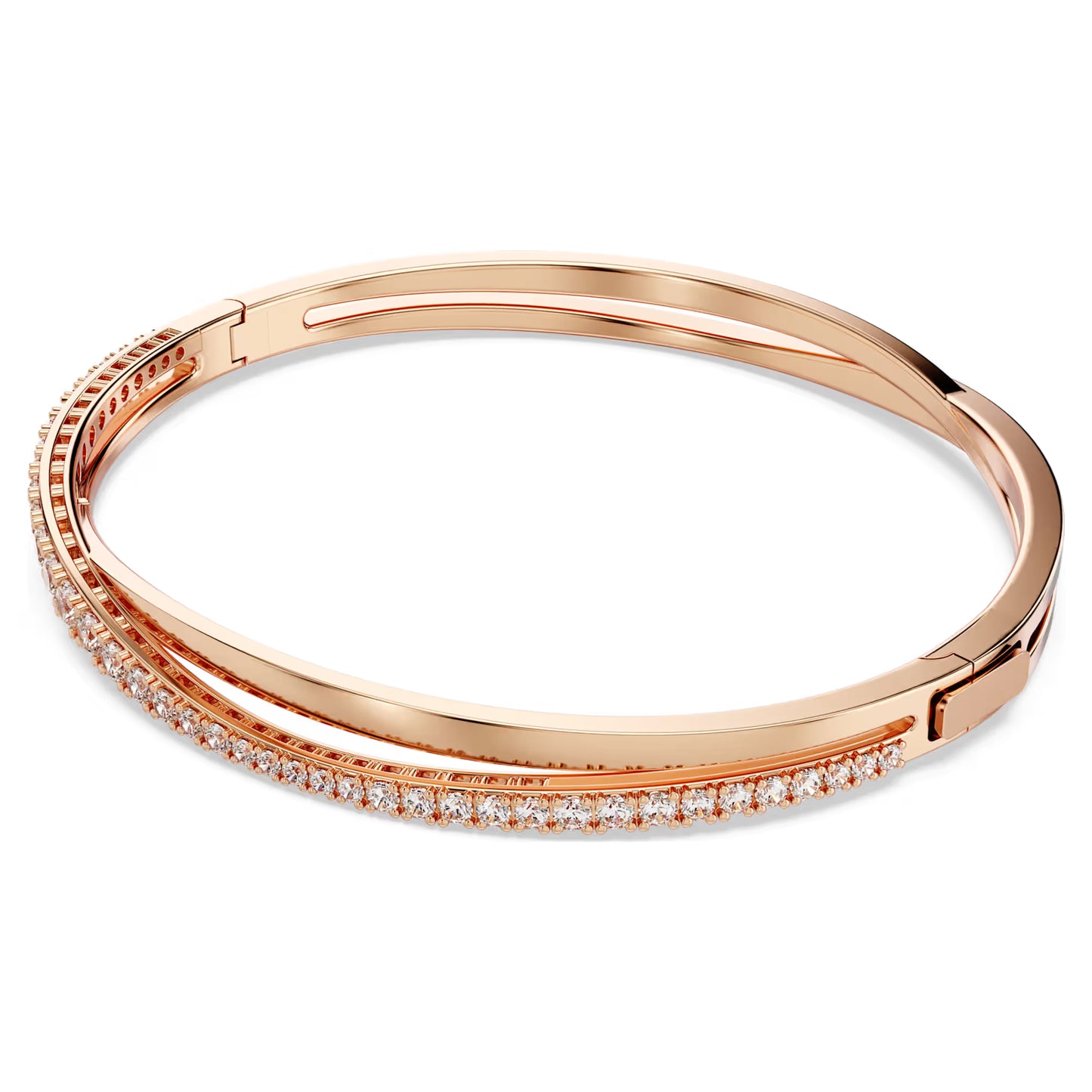 Hyperbola bangle, White, Rose gold-tone plated