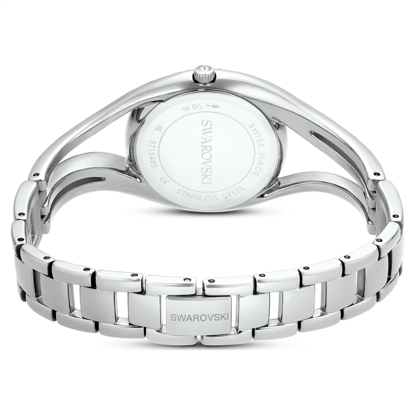Hyperbola bangle watch, Swiss Made, Silver tone, Stainless steel