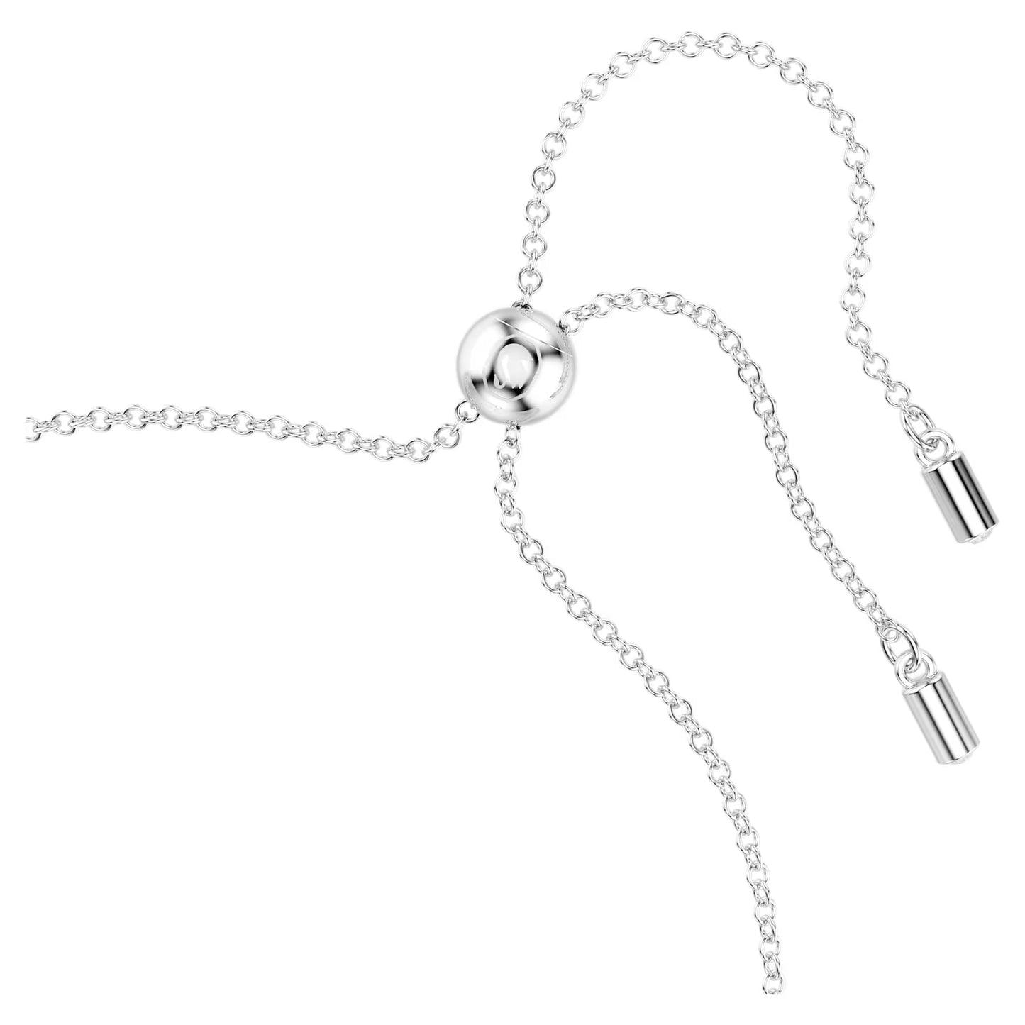Hyperbola bracelet, Infinity and heart, White, Rhodium plated