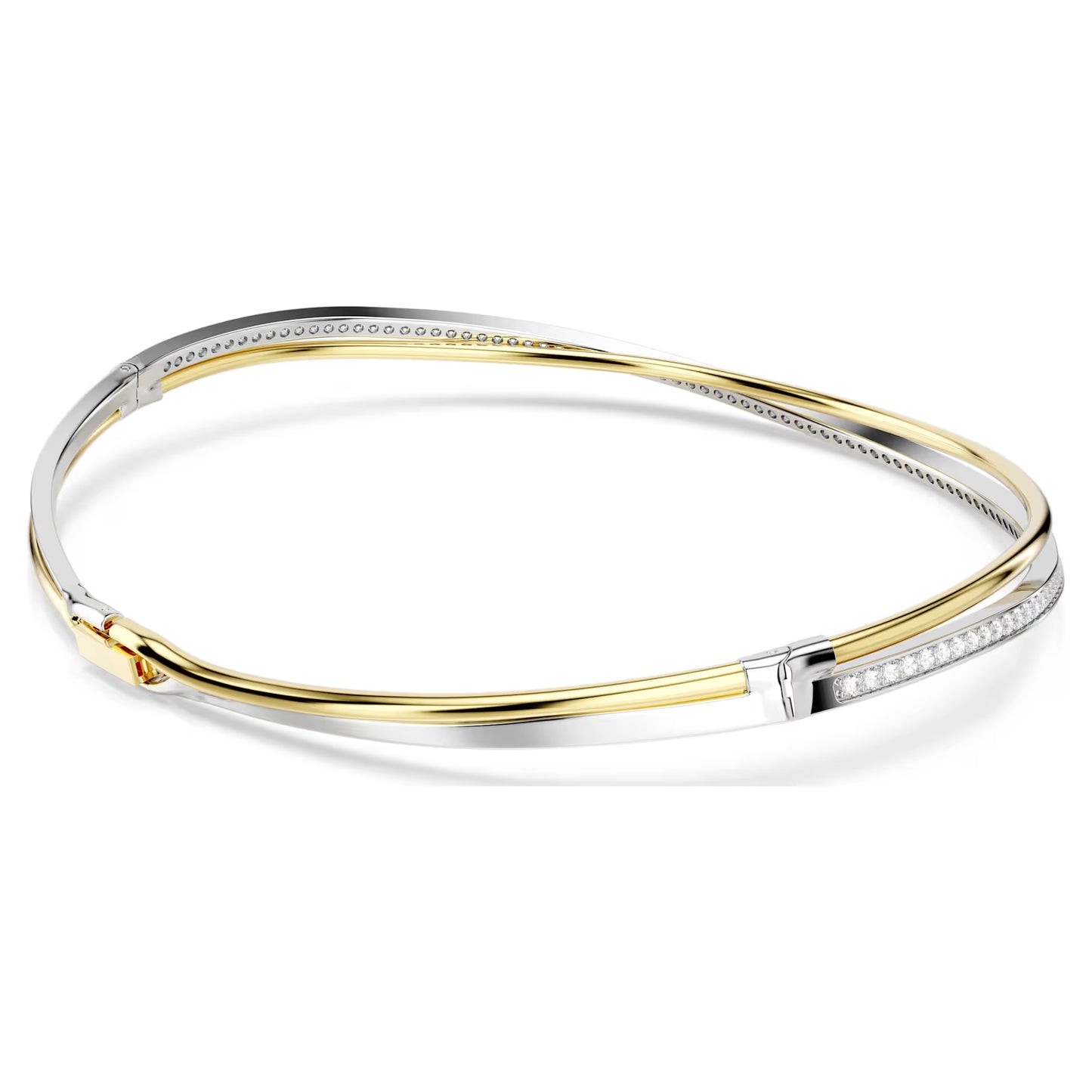 Hyperbola choker, Round cut, White, Mixed metal finish