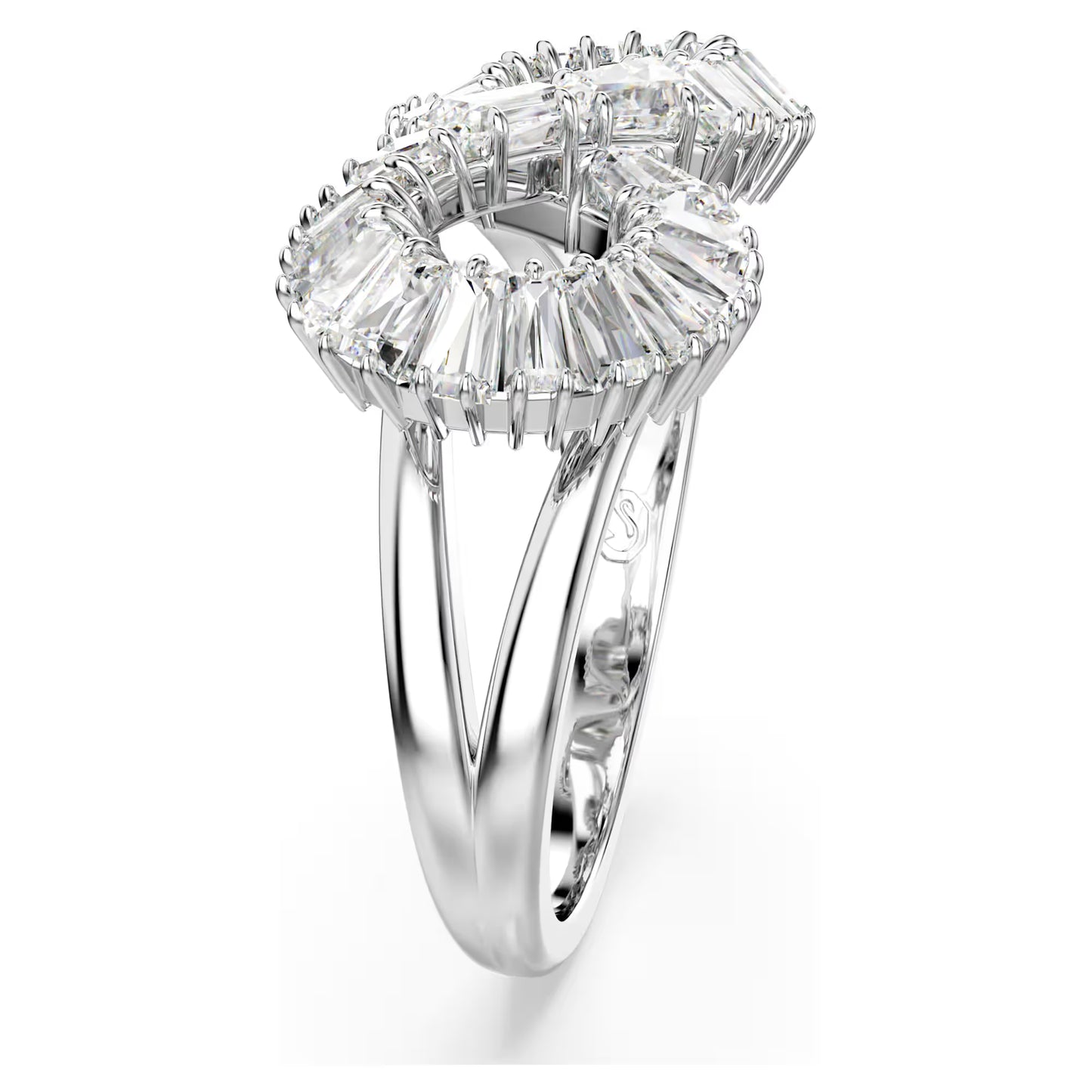 Hyperbola cocktail ring, Infinity, White, Rhodium plated
