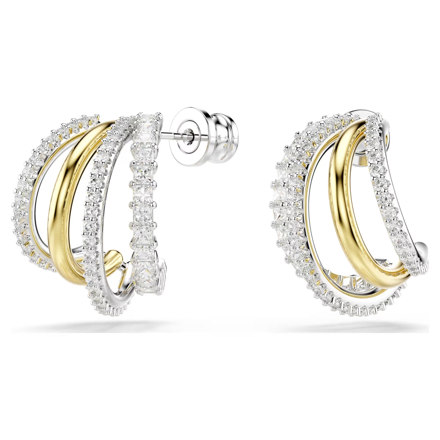 Hyperbola hoop earrings, Mixed cuts, Mini, White