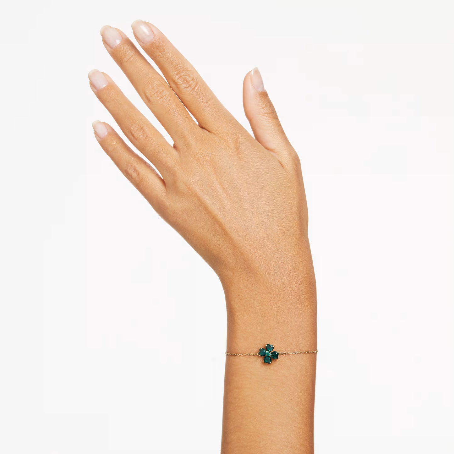 Idyllia bracelet, Mixed cuts, Clover, Green, Gold-tone plated