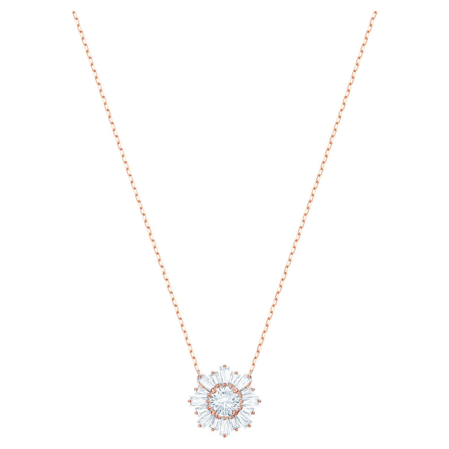 Sunshine Pendant, White, Rose-gold tone plated