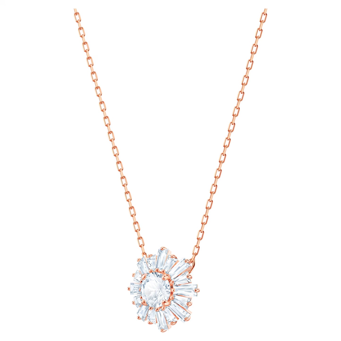 Sunshine Pendant, White, Rose-gold tone plated