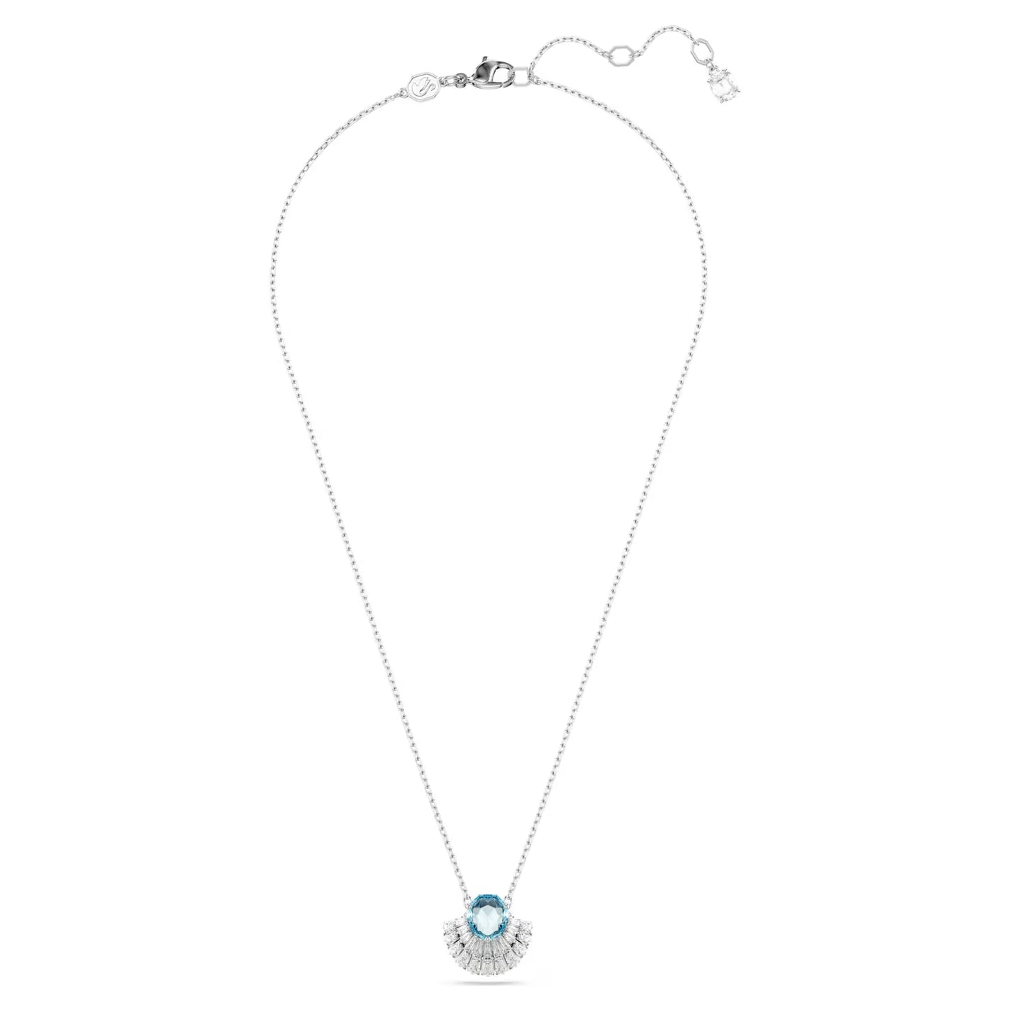 Idyllia pendant, Shell, Blue, Rhodium plated