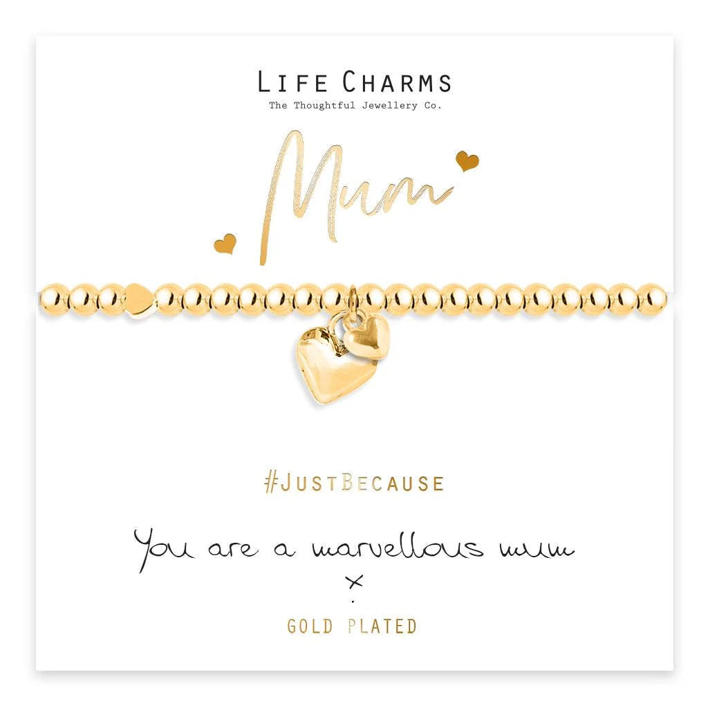 Marvellous Mum gold hearts charm bracelet