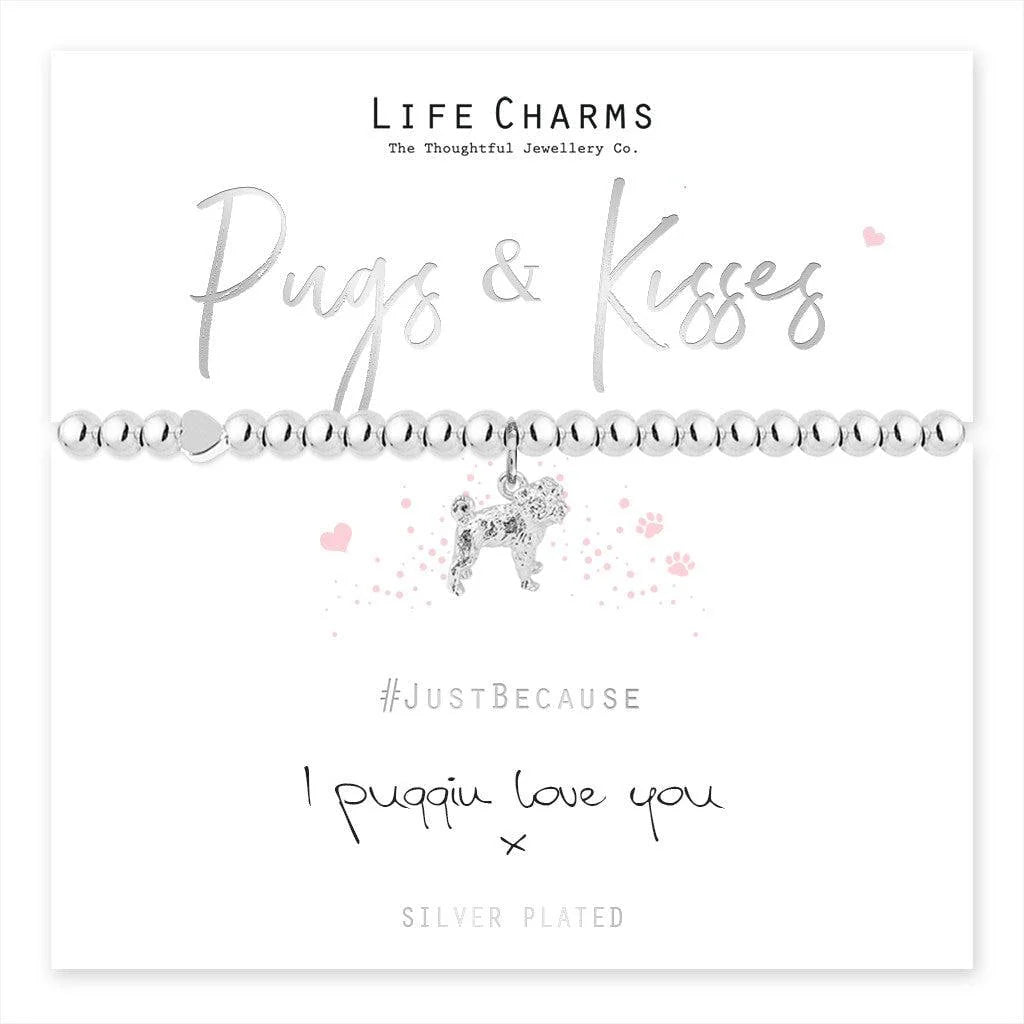 Pugs & Kisses Pug Charm Bracelet