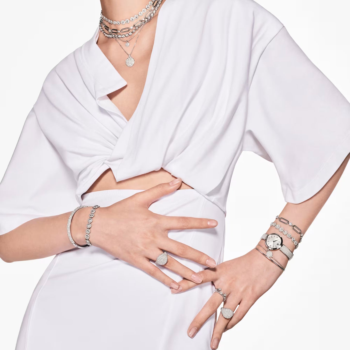 Illumina watch, Swiss Made, Metal bracelet, Silver Tone, Stainless steel