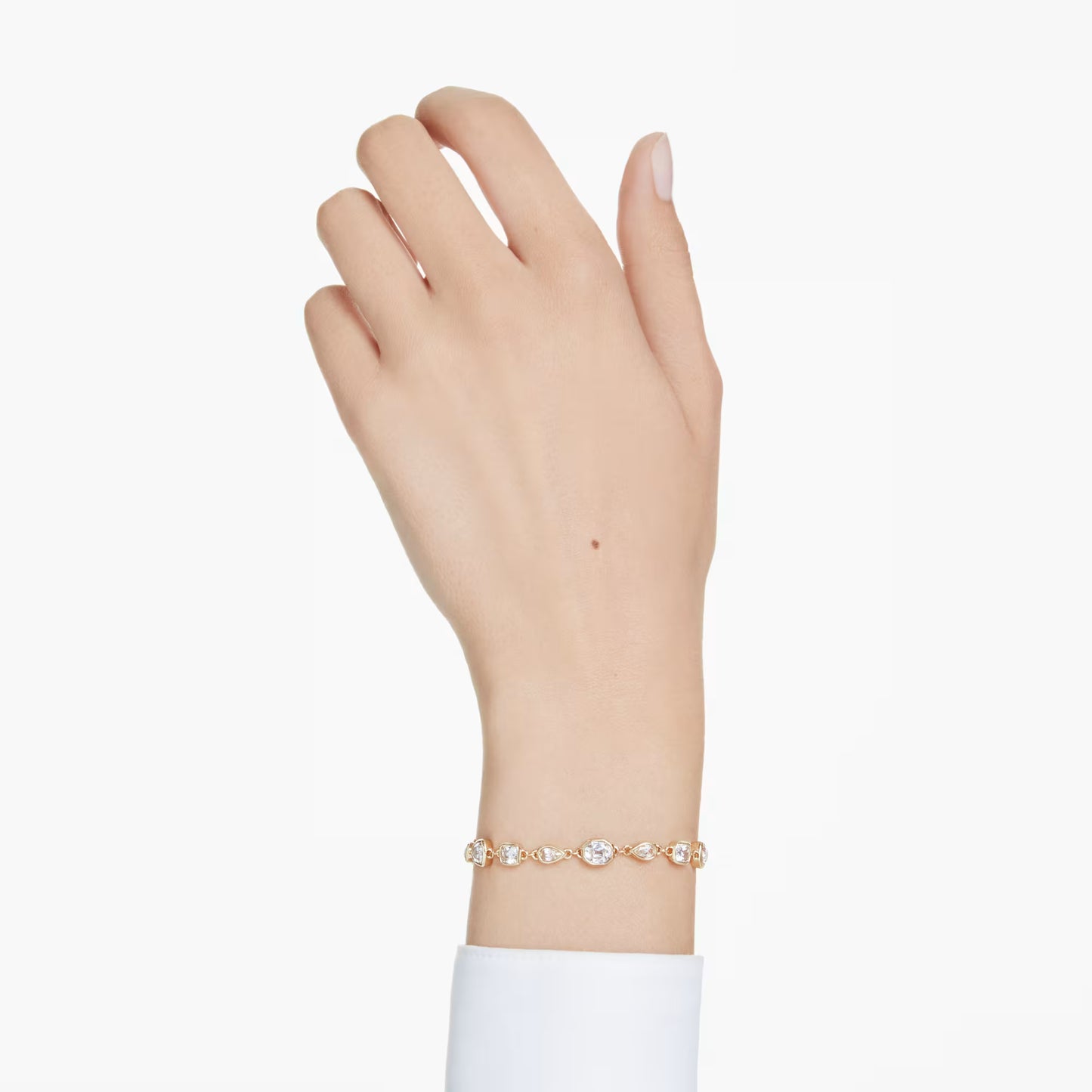 Imber Tennis bracelet, Mixed cuts, White, Gold