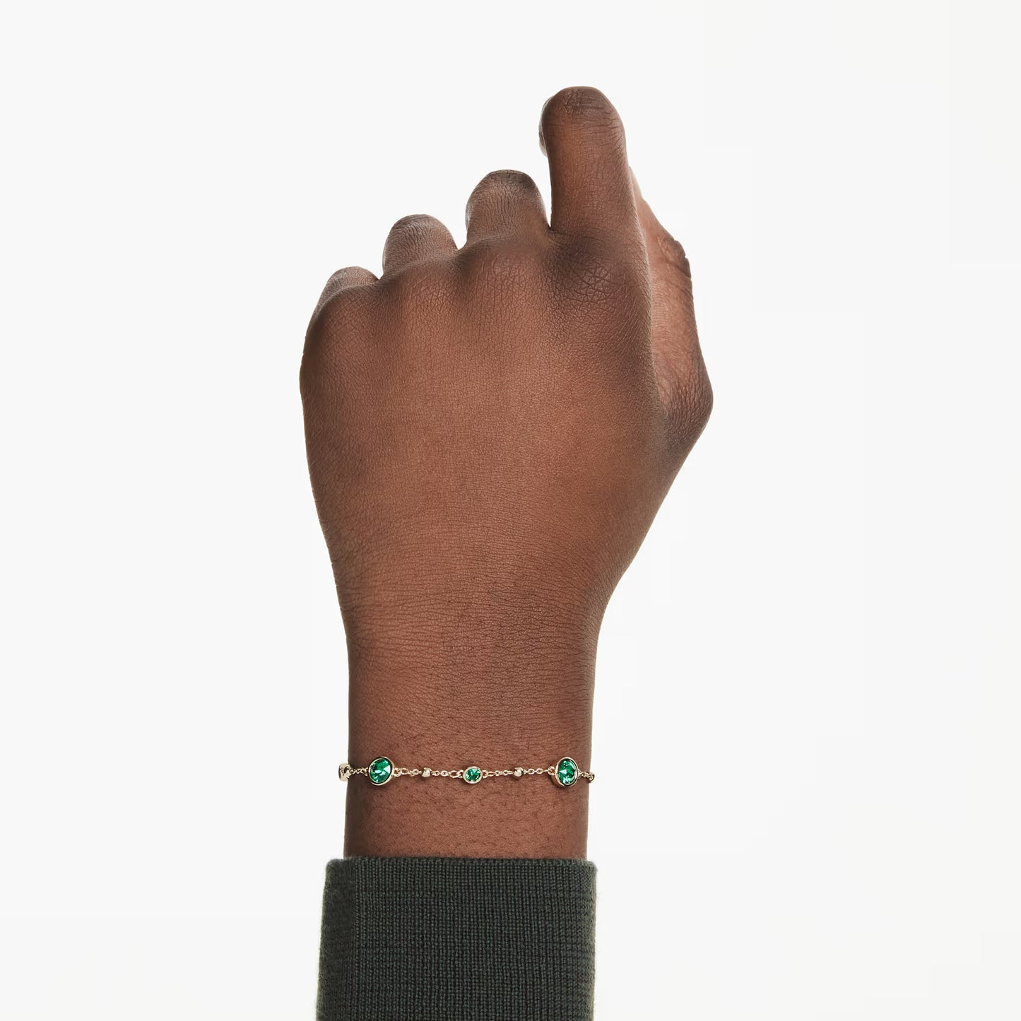 Imber bracelet, Round cut, Green, 18k gold plated