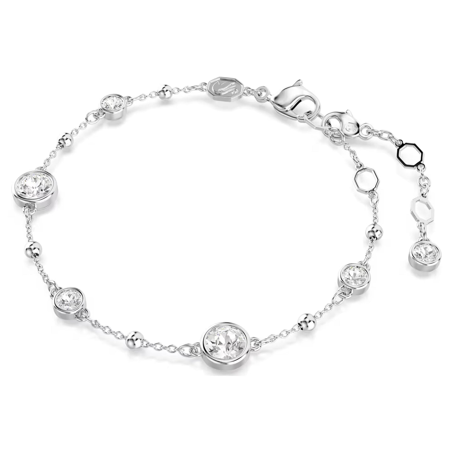 Imber bracelet, Round cut, White, Rhodium
