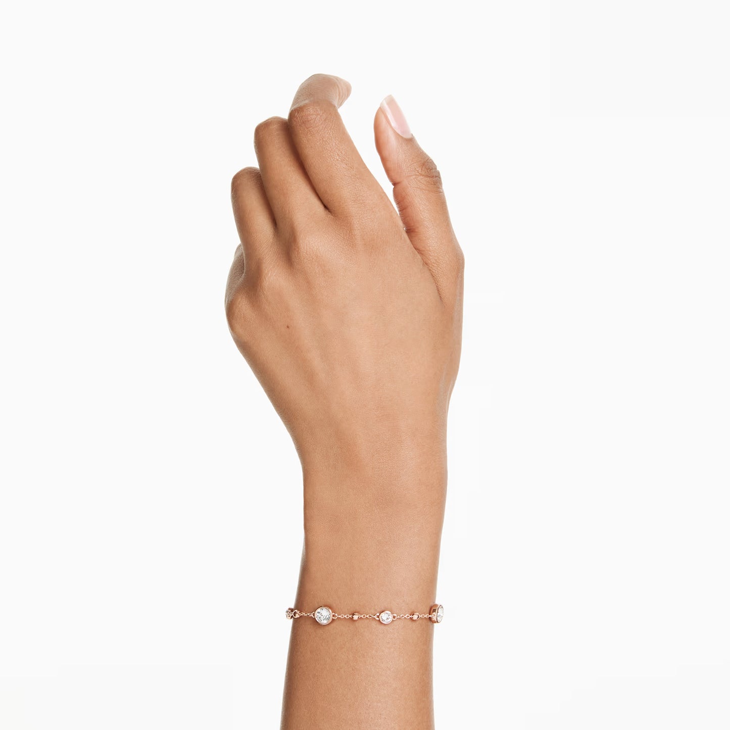 Imber bracelet, Round cut, White, Rose gold-tone plated