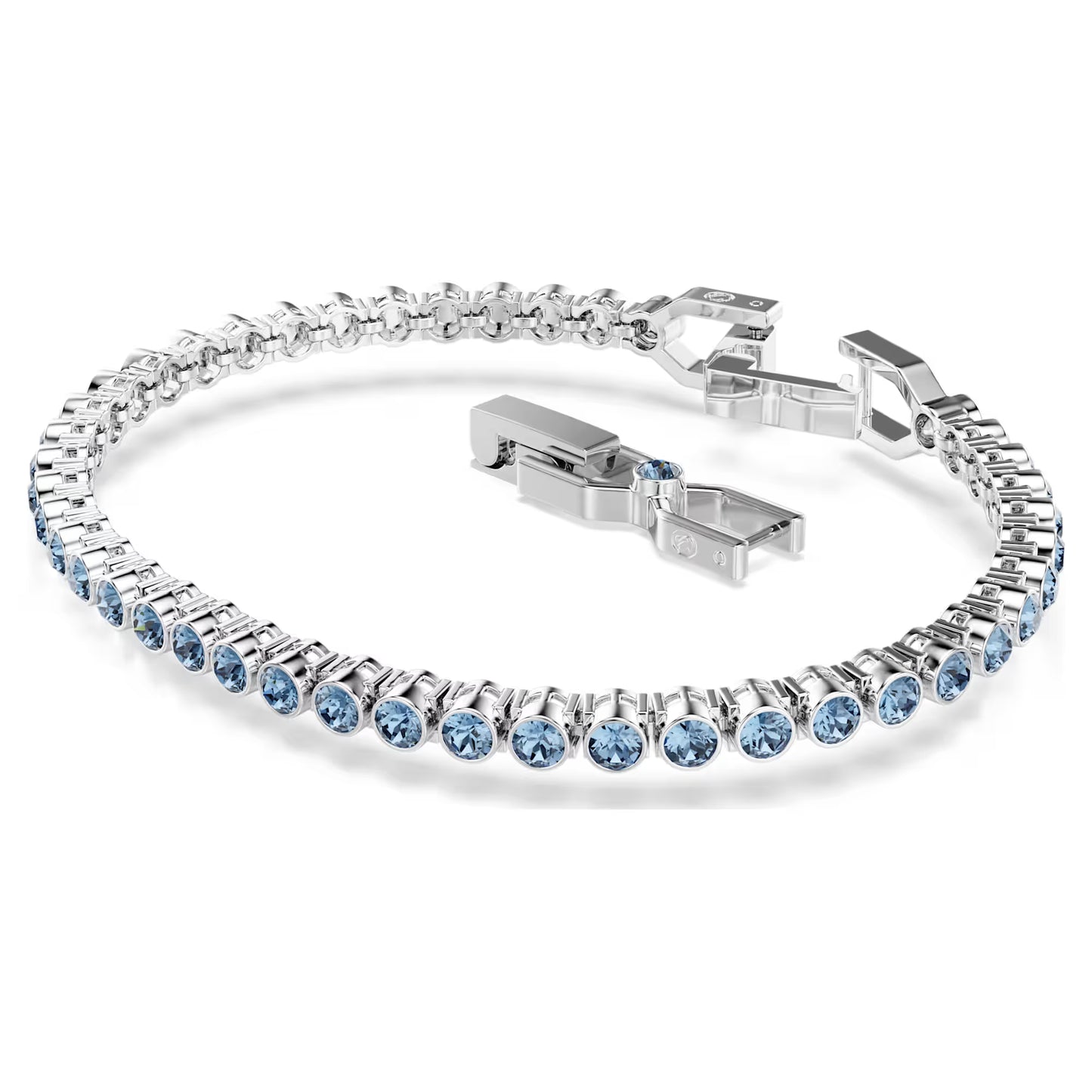 Imber Emily Tennis bracelet, Round cut, Blue, Rhodium plated