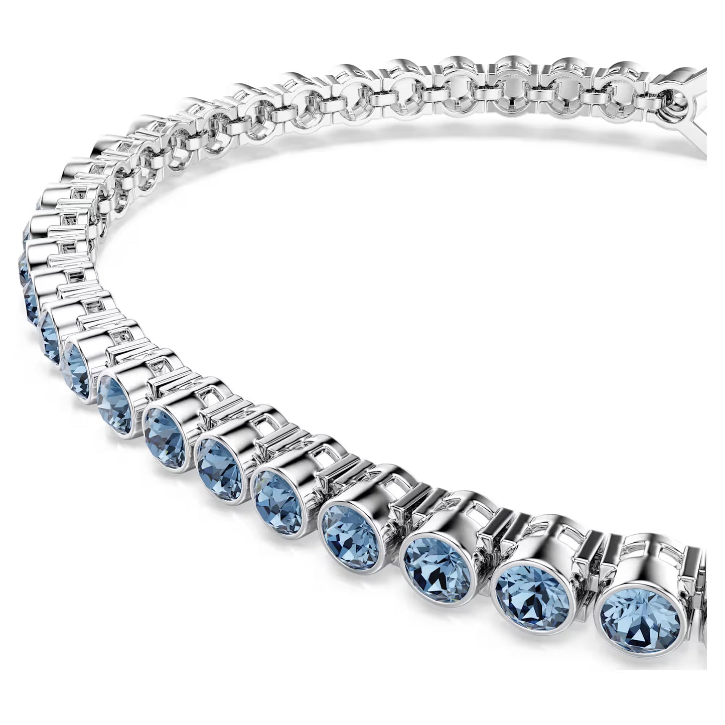 Imber Emily Tennis bracelet, Round cut, Blue, Rhodium plated