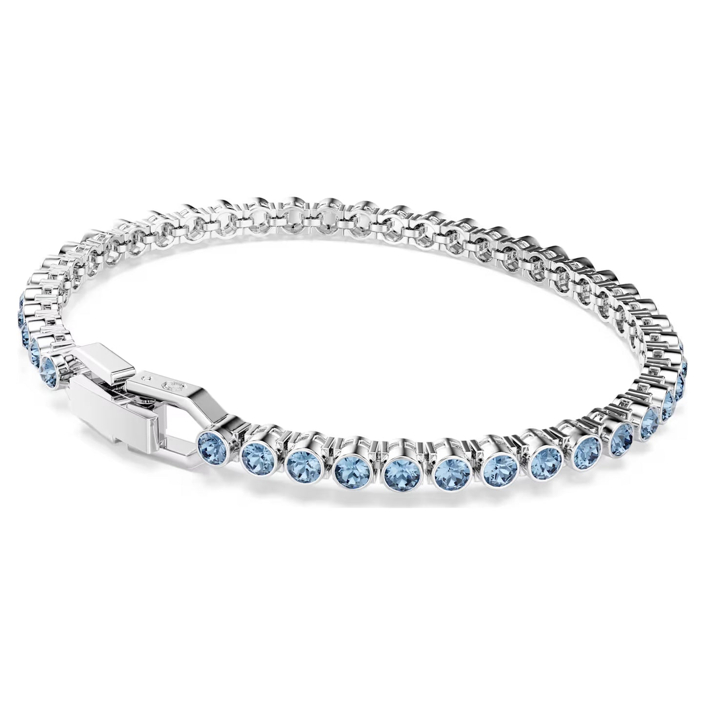 Imber Emily Tennis bracelet, Round cut, Blue, Rhodium plated