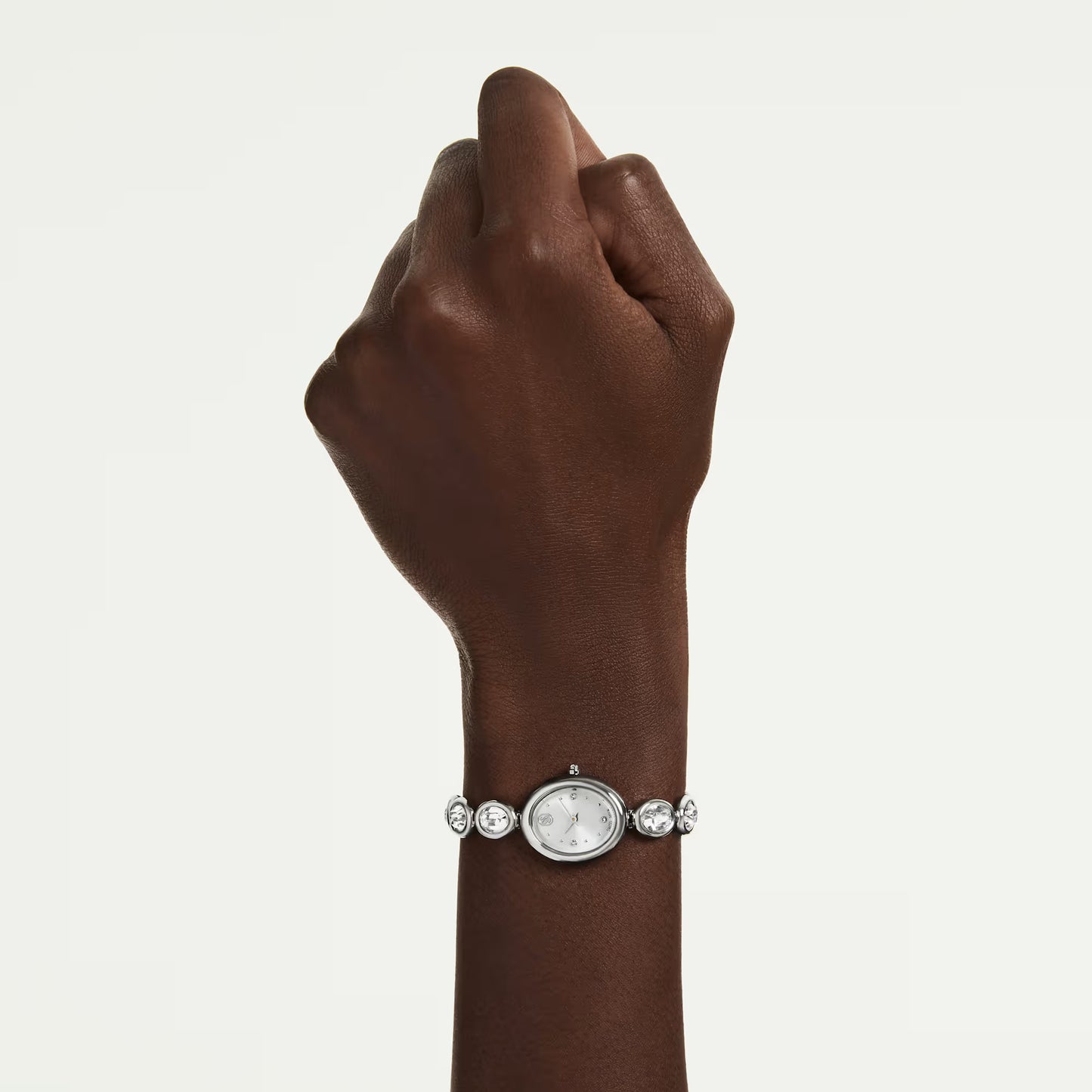 Imber oval watch, Swiss Made, Metal bracelet, Silver Tone, Stainless steel
