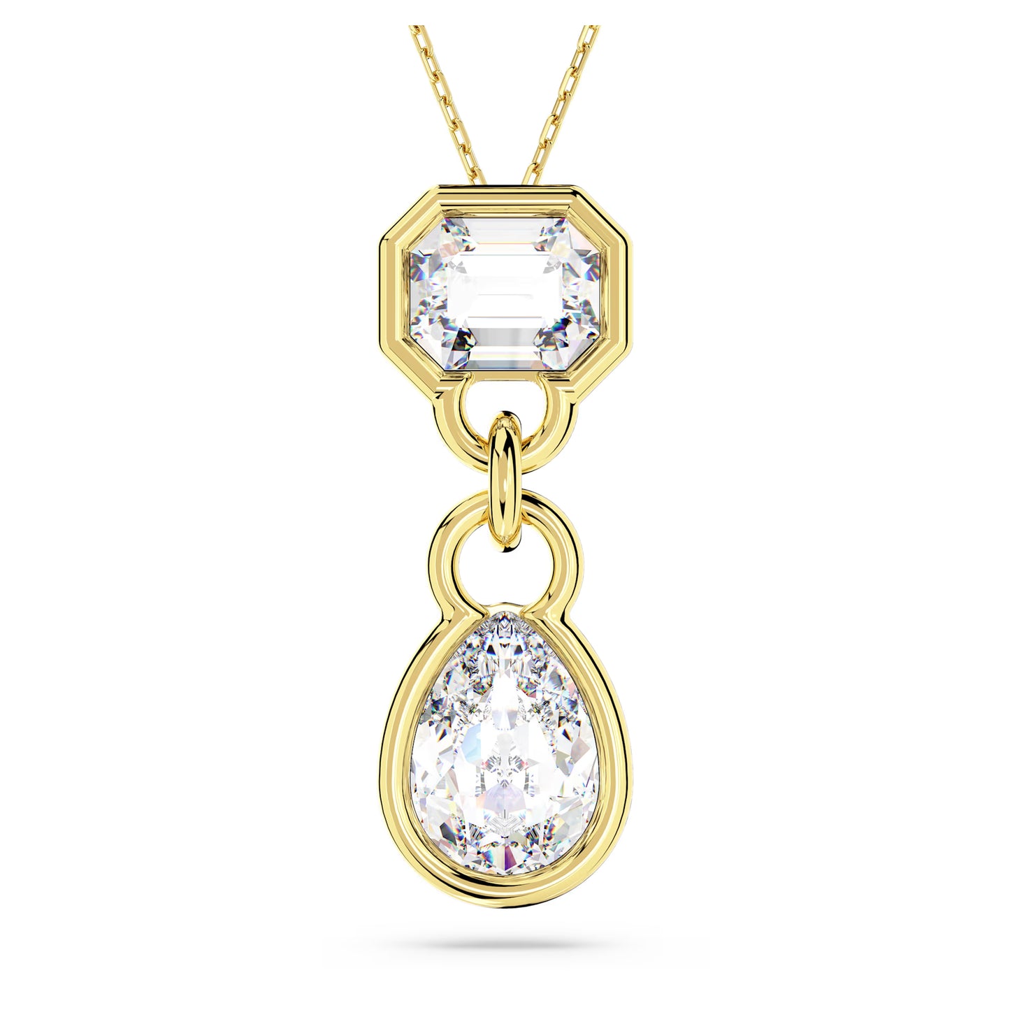 Dextera pendant, Mixed cuts, White, Gold-tone