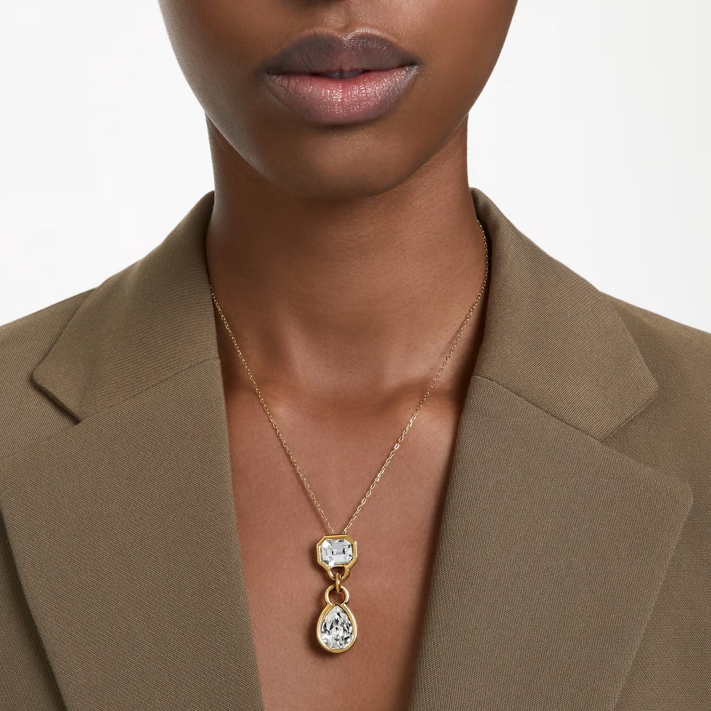 Dextera pendant, Mixed cuts, White, Gold-tone