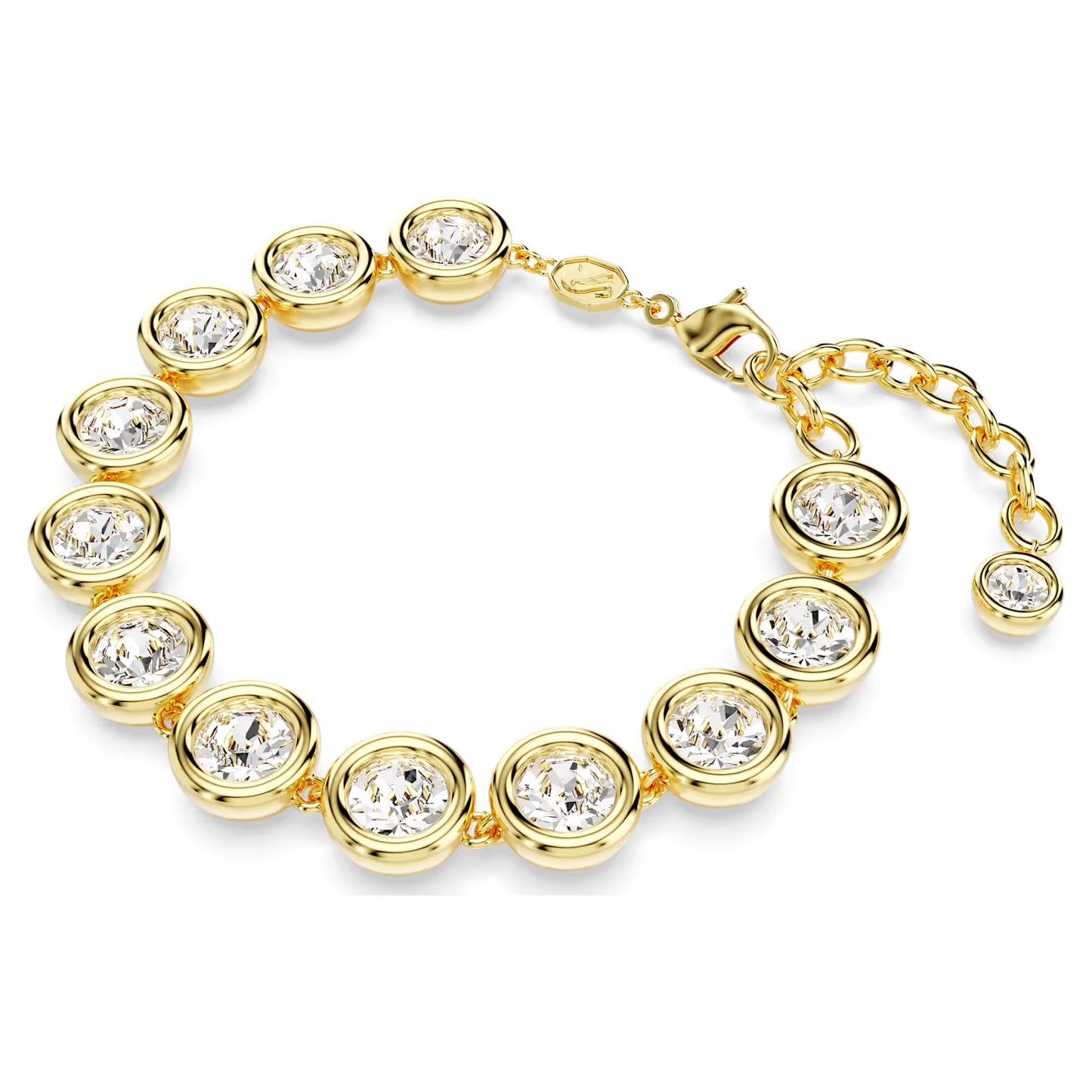 Imber bracelet, Round cut, White, Gold, Medium