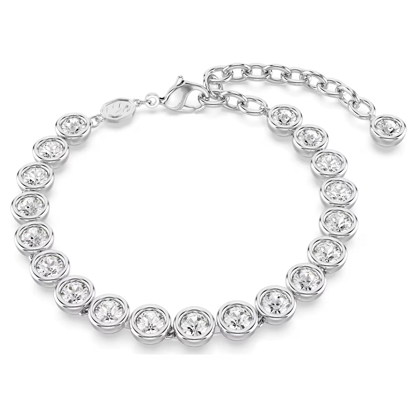 Imber Tennis bracelet, Round cut, White, Rhodium plated