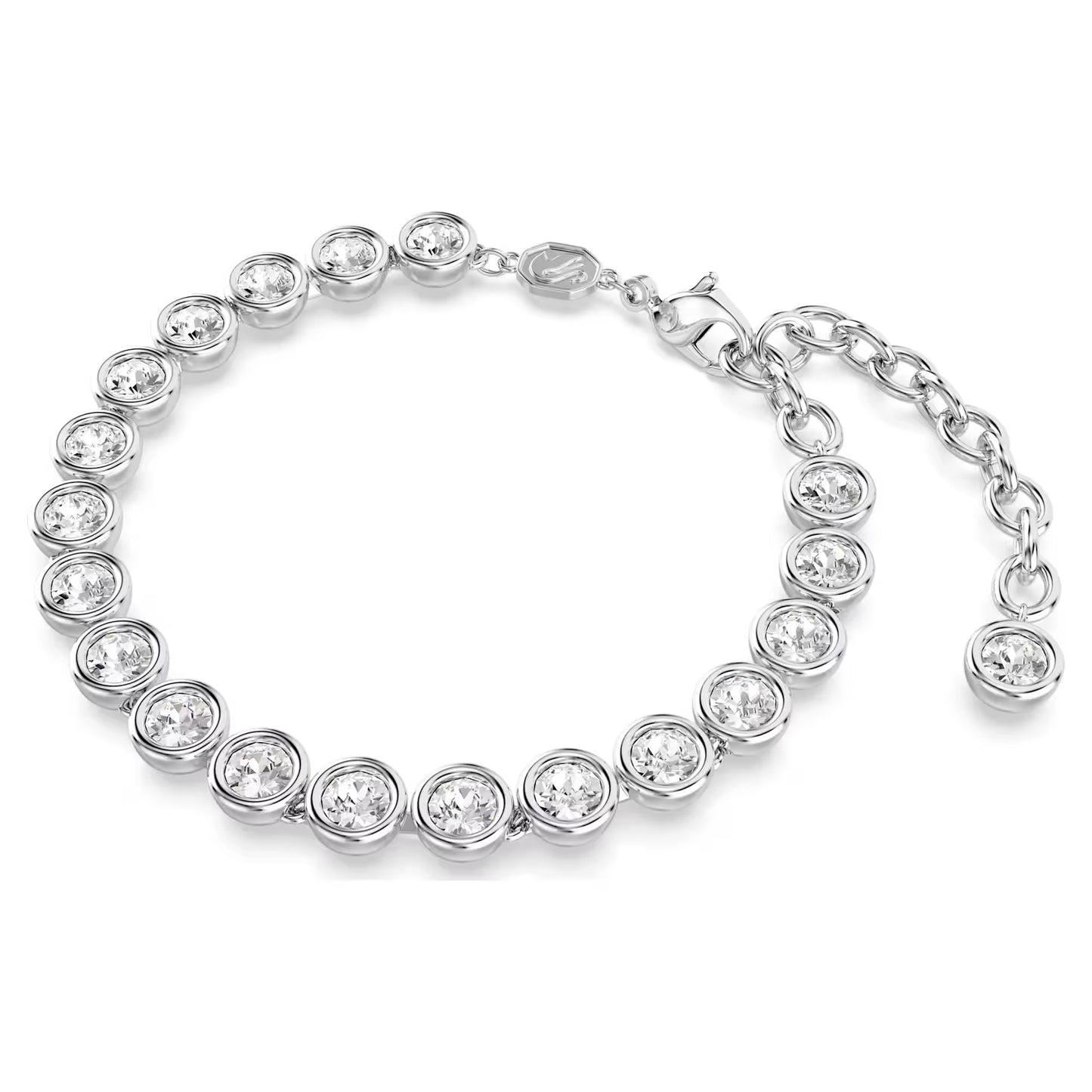 Imber Tennis bracelet, Round cut, White, Rhodium plated