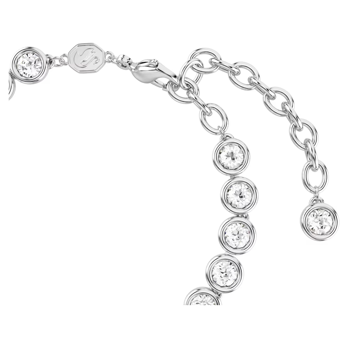 Imber Tennis bracelet, Round cut, White, Rhodium plated