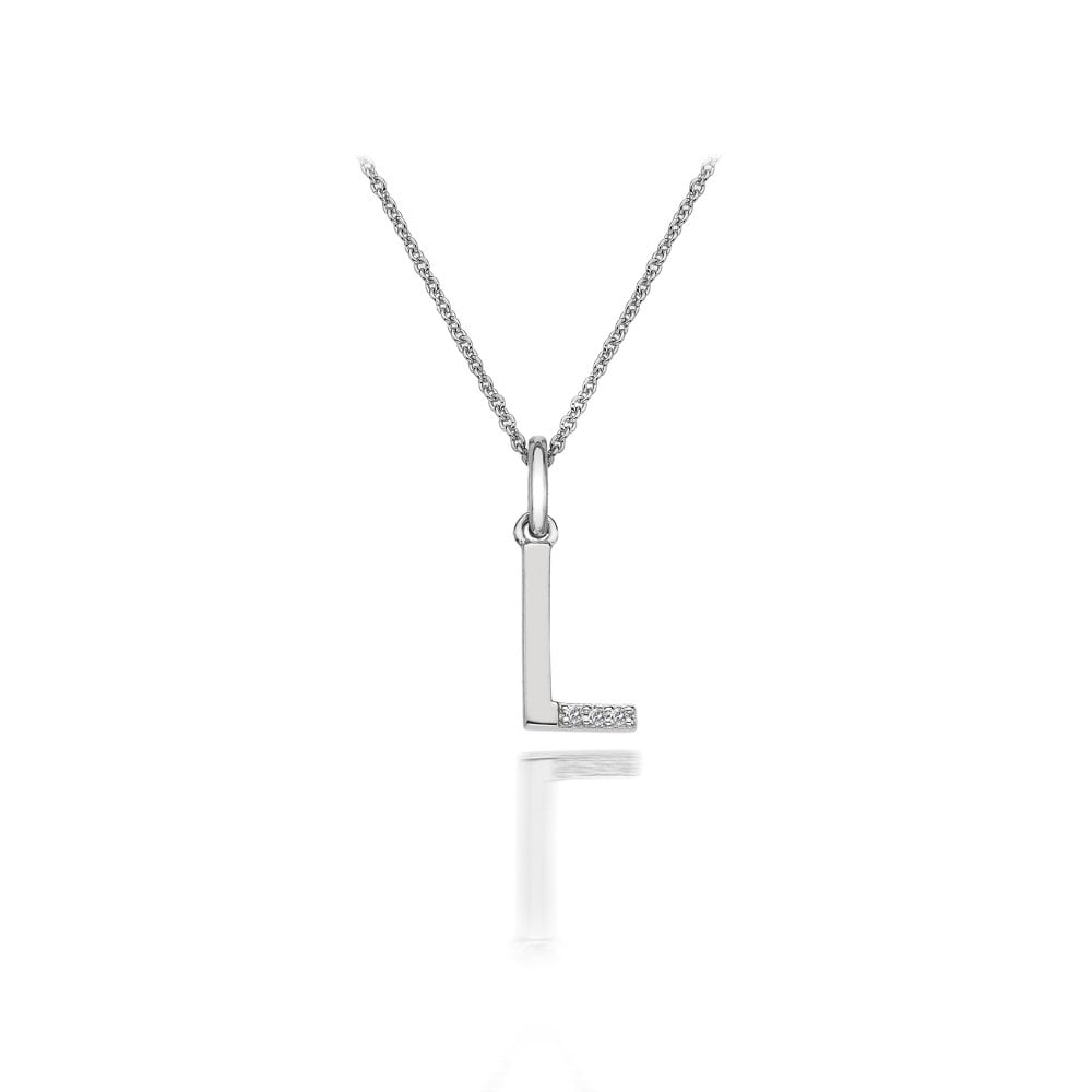 Silver 'L' CZ Necklace