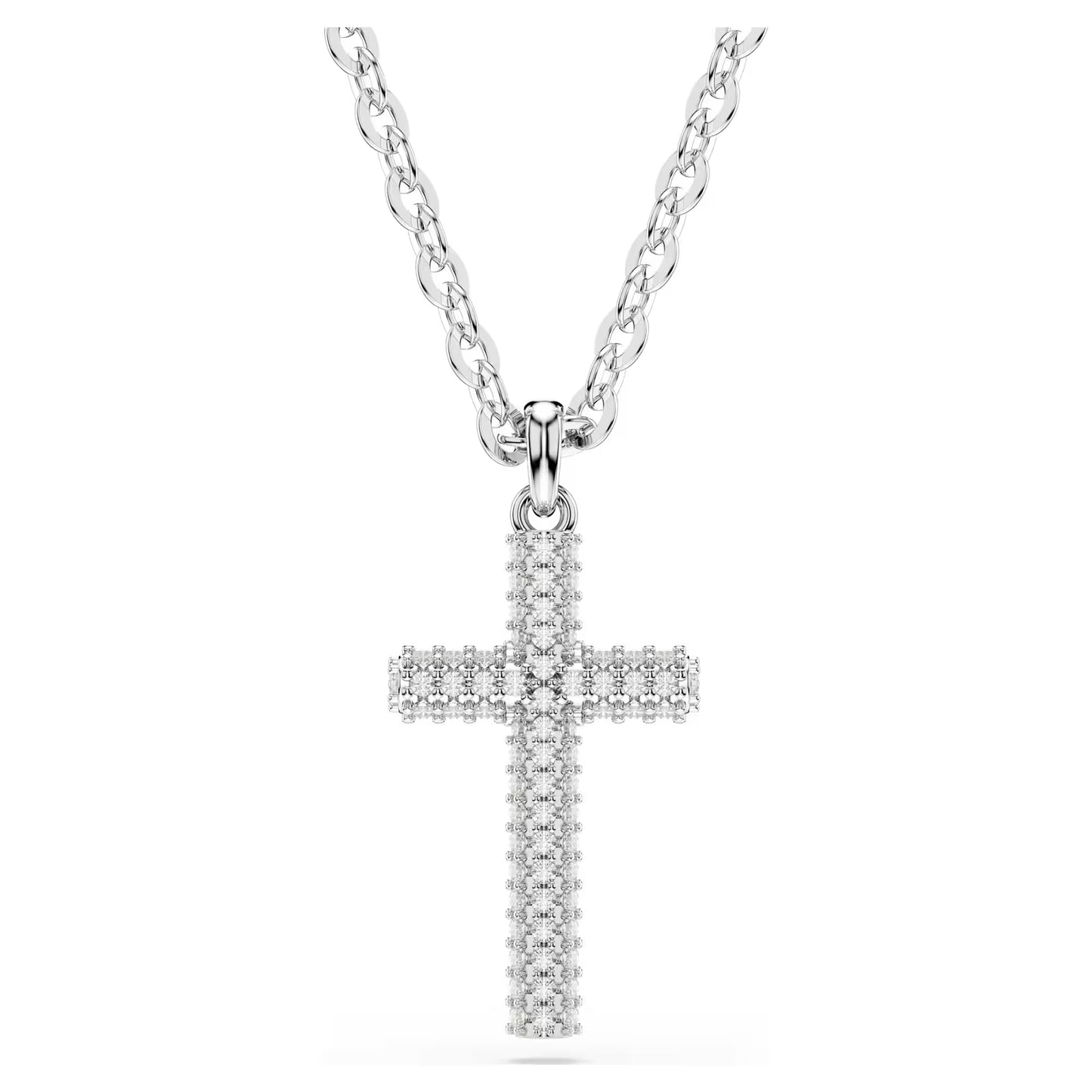 Insigne pendant, Pavé, Cross, White, Rhodium