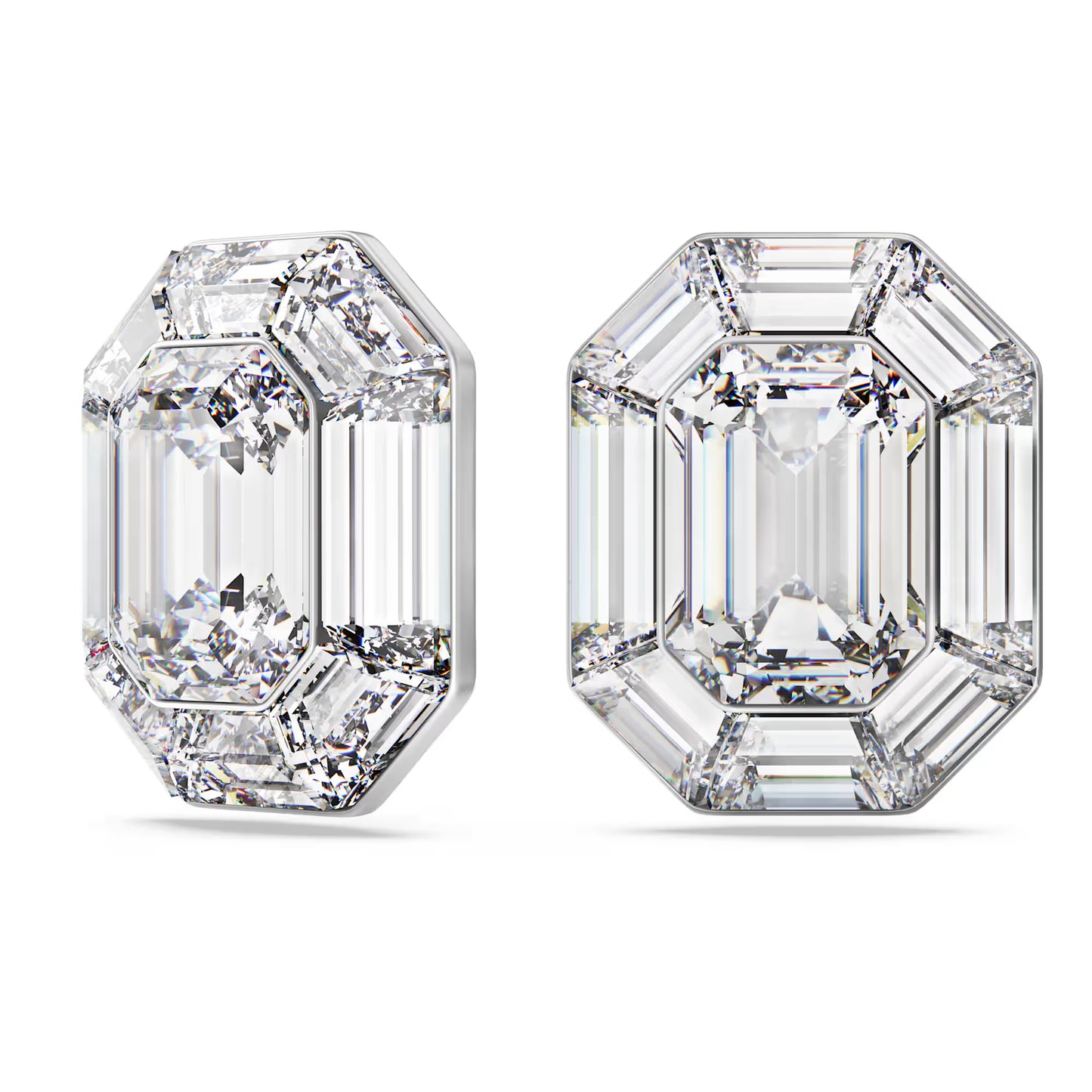 Lucent clip earrings, Octagon cut, White