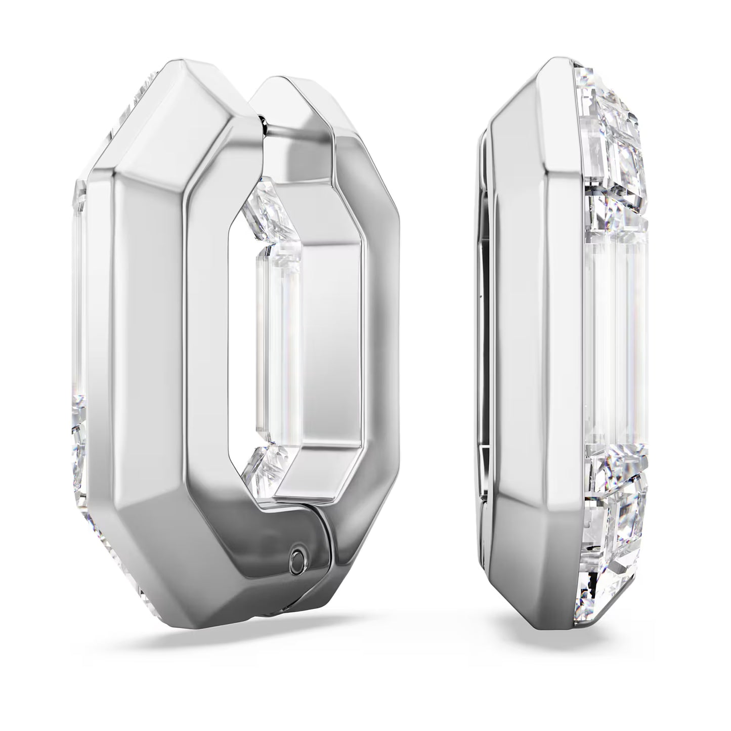 Lucent hoop earrings, Octagon shape, Small, White