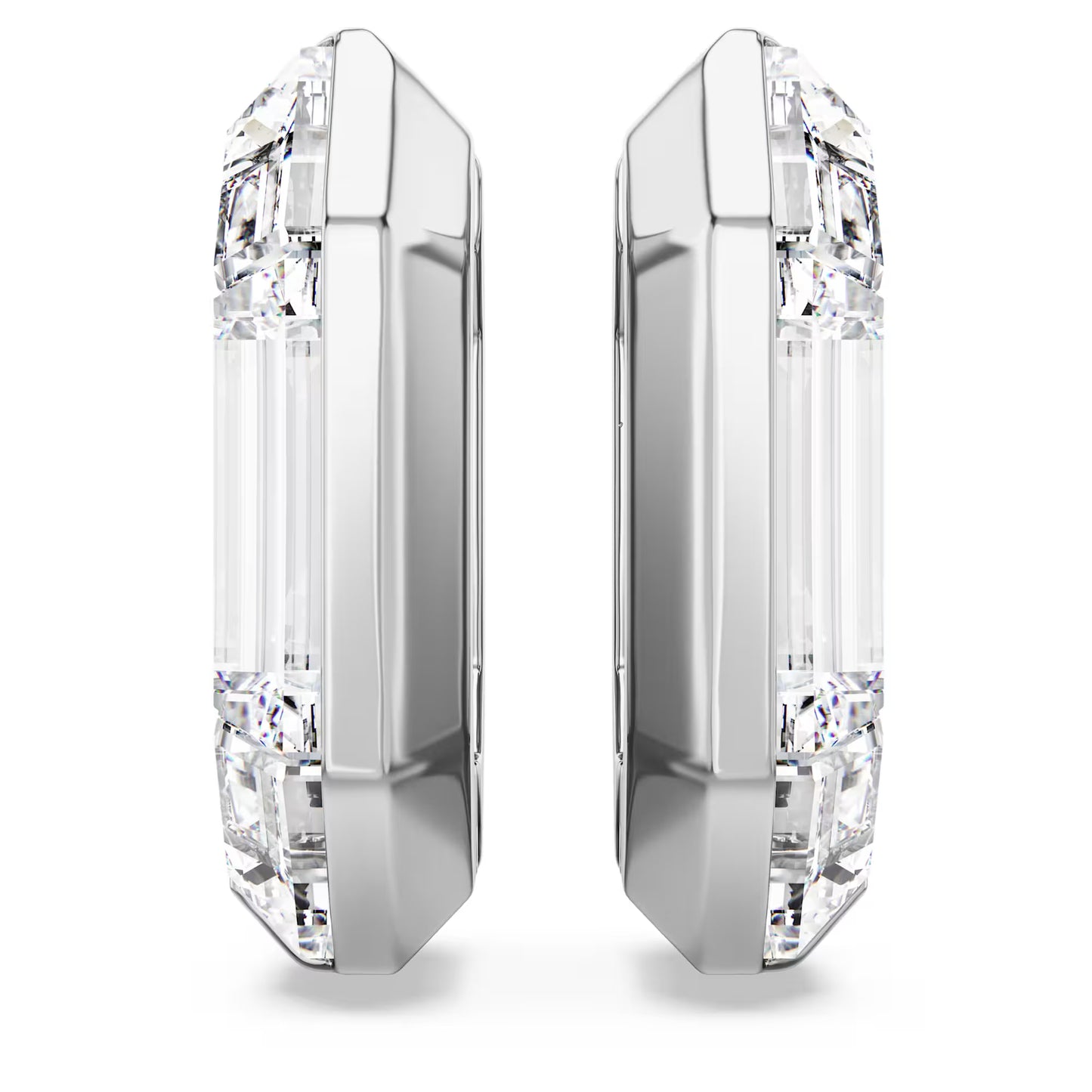 Lucent hoop earrings, Octagon shape, Small, White