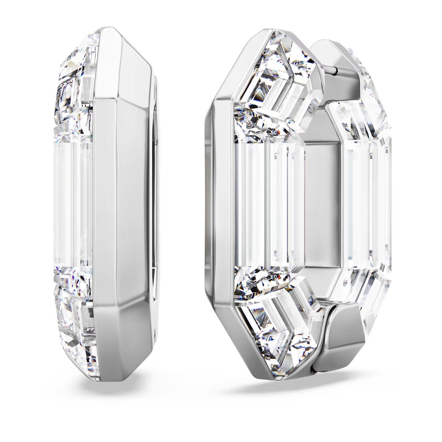 Lucent hoop earrings, Octagon shape, Small, White
