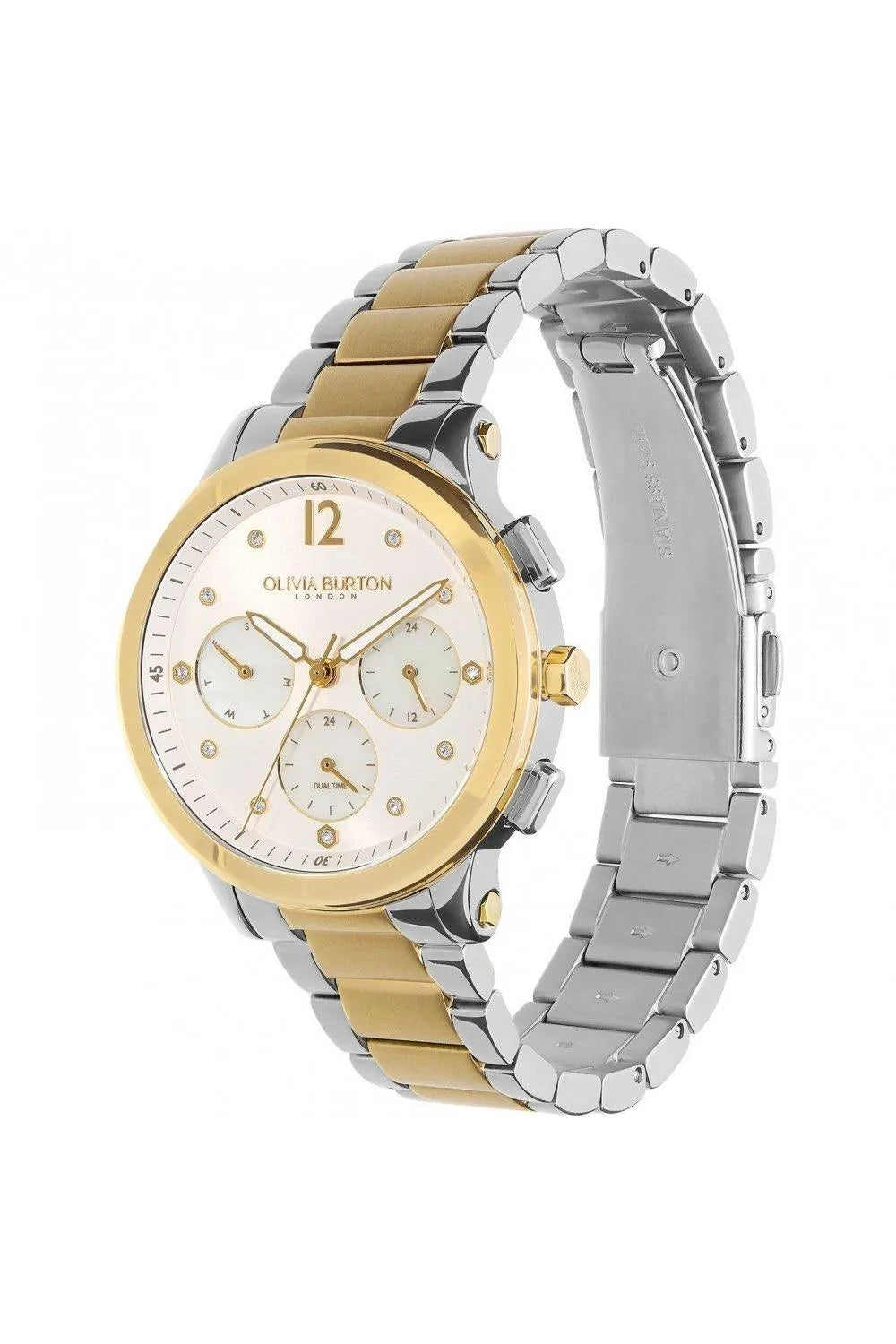 Sports Luxe 38 mm Multifunction Metallic White and 2-tone Watch