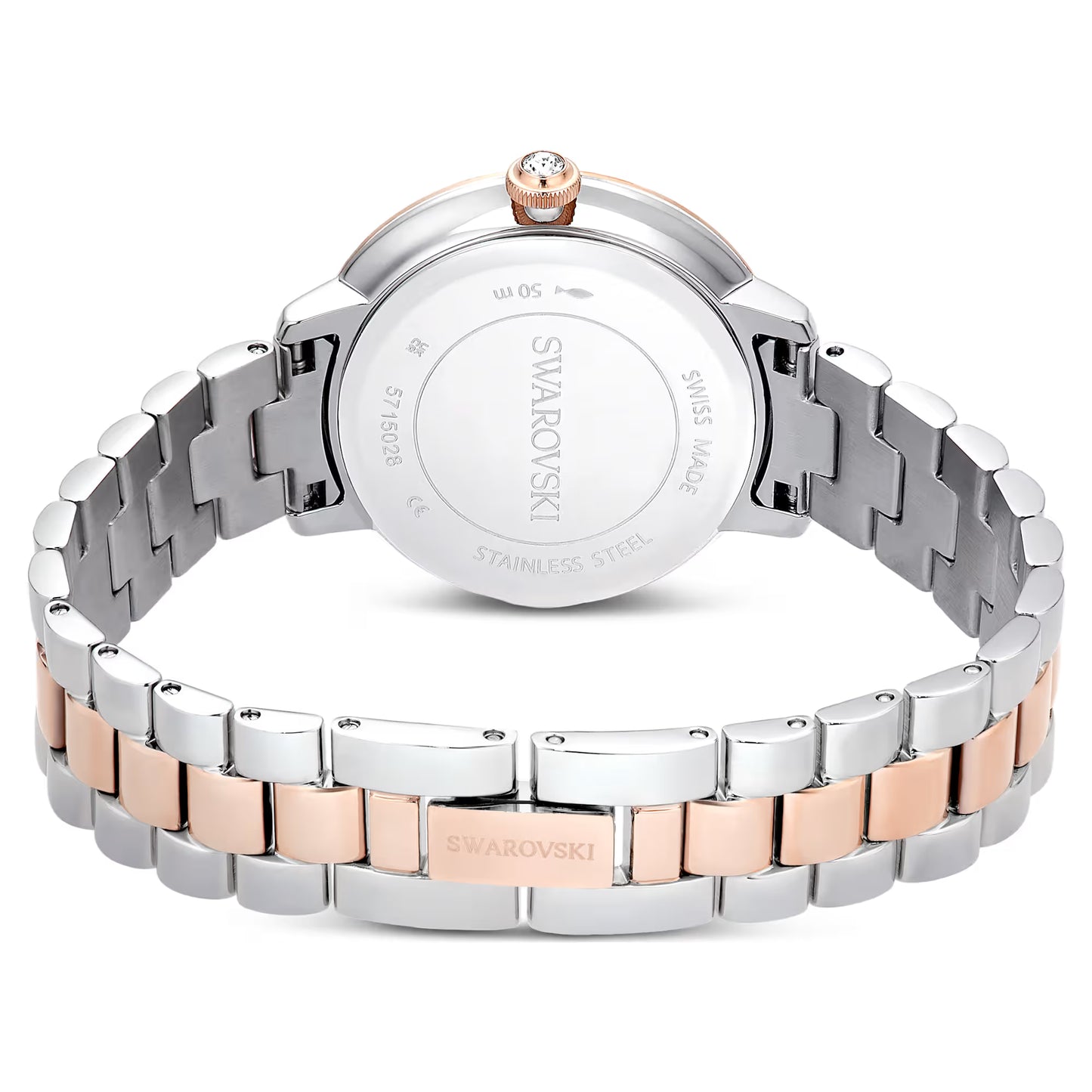 Matrix 3-link watch, Swiss Made, Metal bracelet, Silver Tone, Rose gold-tone finish