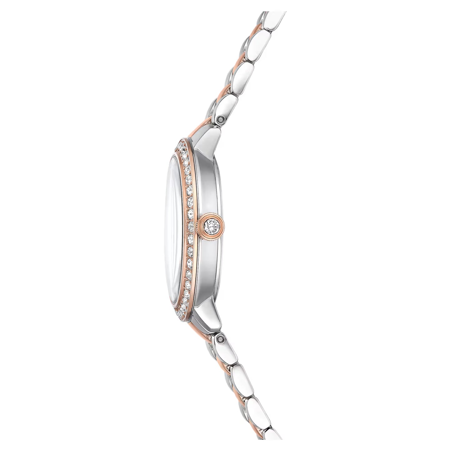 Matrix 3-link watch, Swiss Made, Metal bracelet, Silver Tone, Rose gold-tone finish