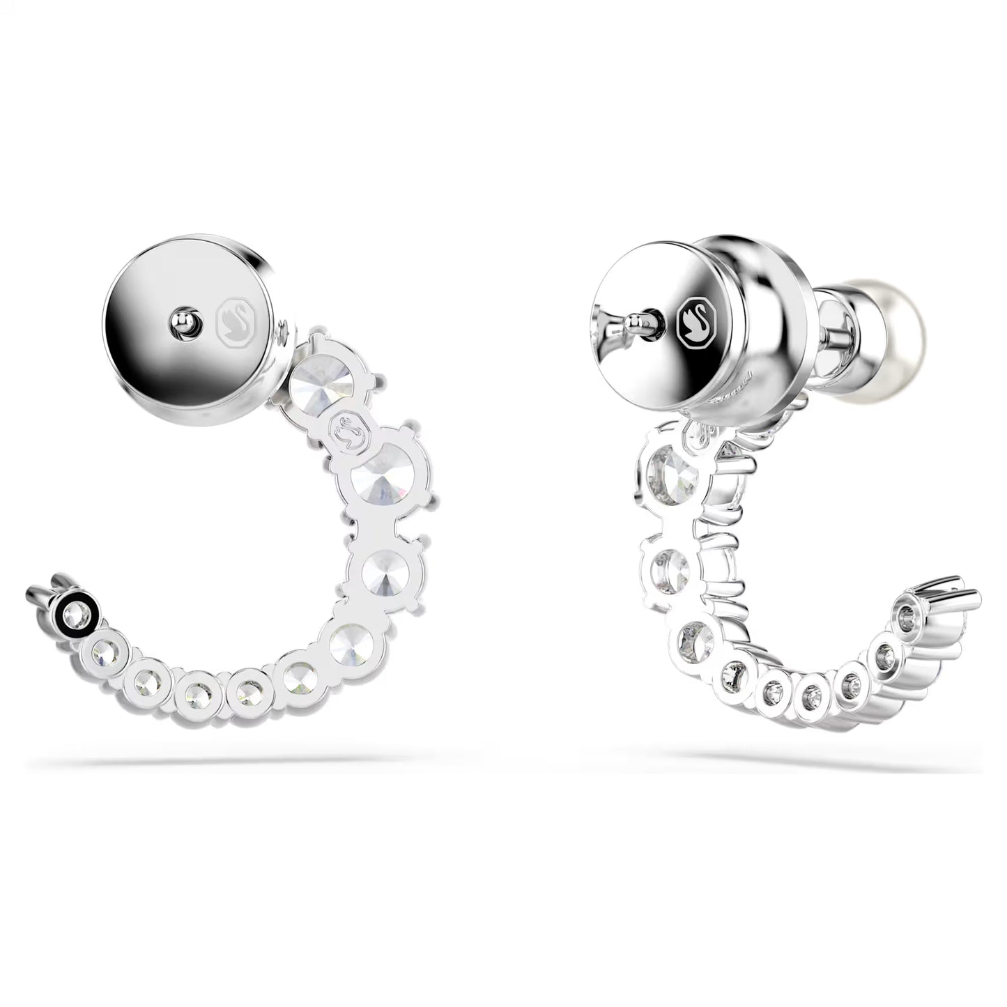 Matrix hoop earrings, Crystal pearl, Round cut