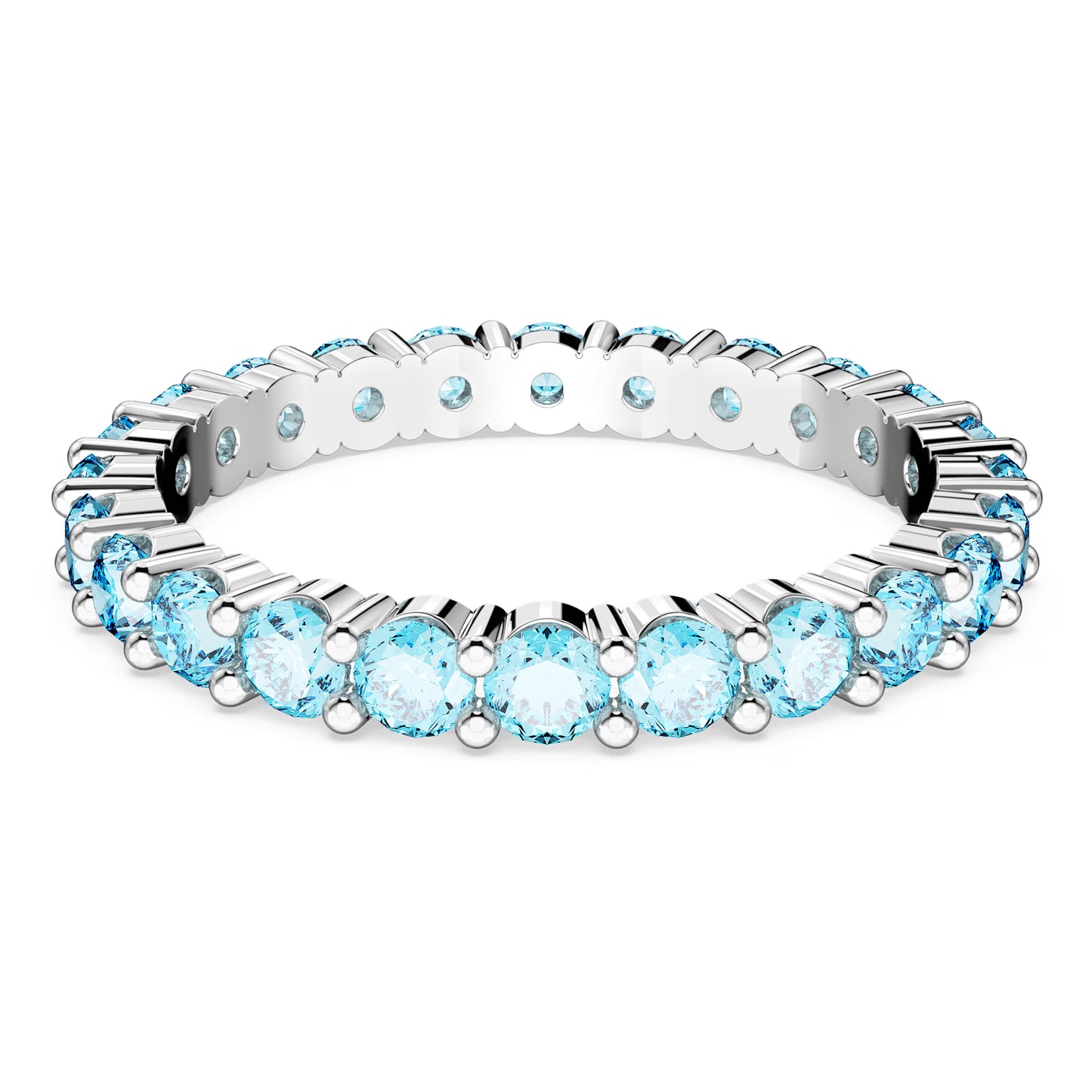Matrix ring, Round cut, Blue, Rhodium plated