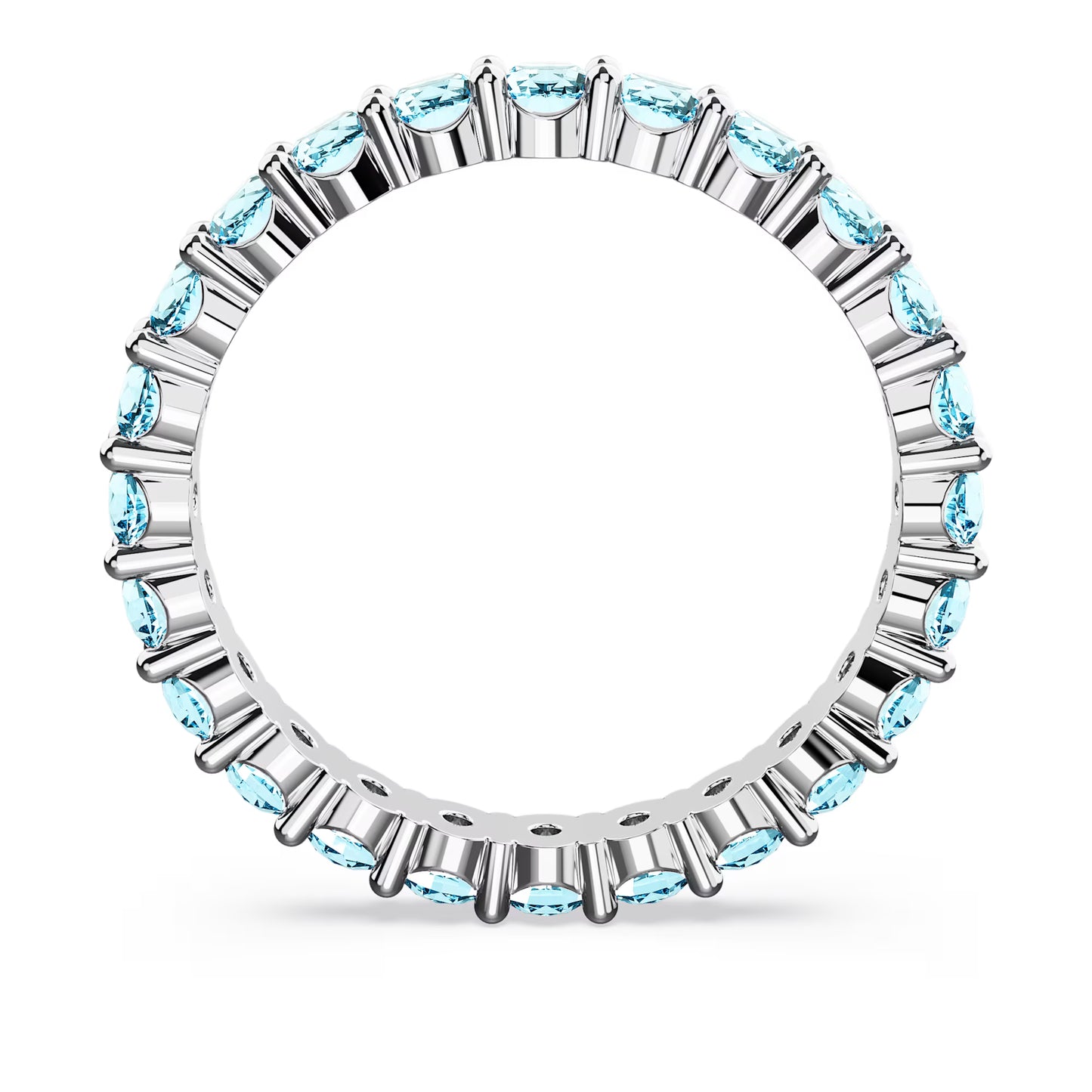 Matrix ring, Round cut, Blue, Rhodium plated