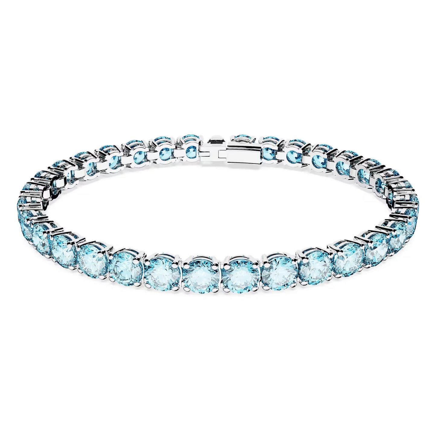 Matrix Tennis bracelet, Round, Blue, Rhodium, M