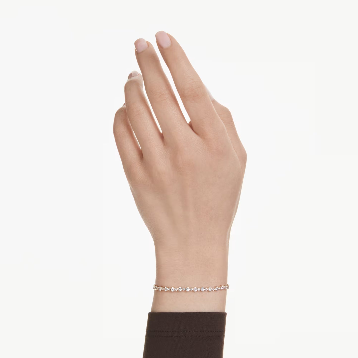 Matrix Tennis bracelet, Round cut, White, Gold-tone plated
