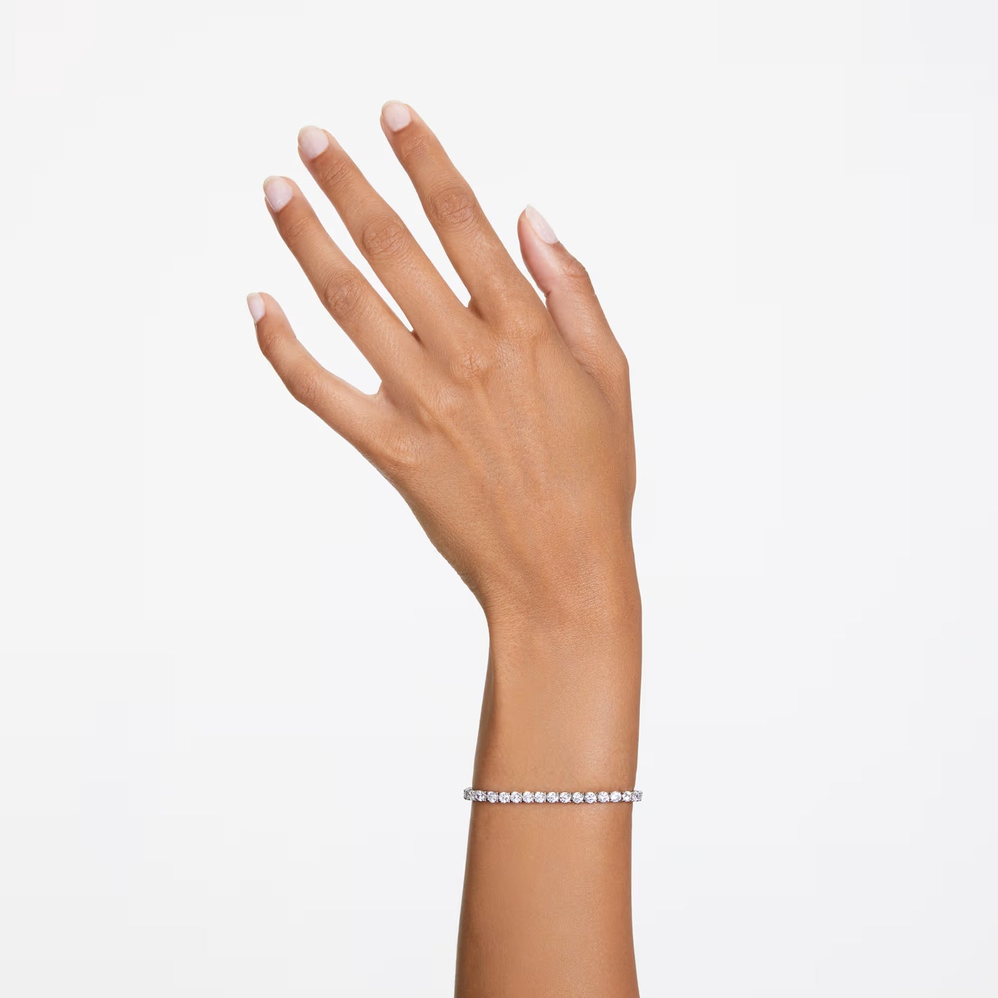 Matrix Tennis bracelet, Round cut, White, Rhodium plated