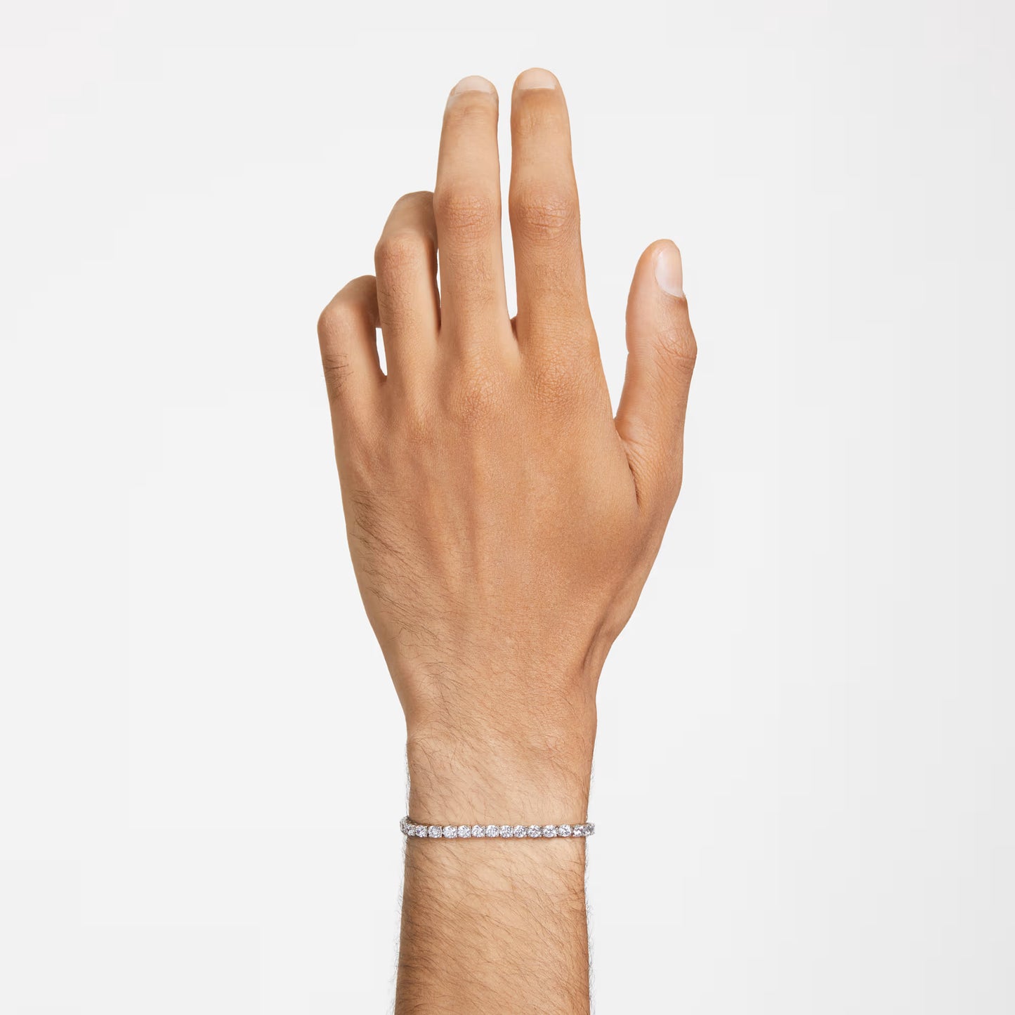 Matrix Tennis bracelet, Round cut, White, Rhodium plated
