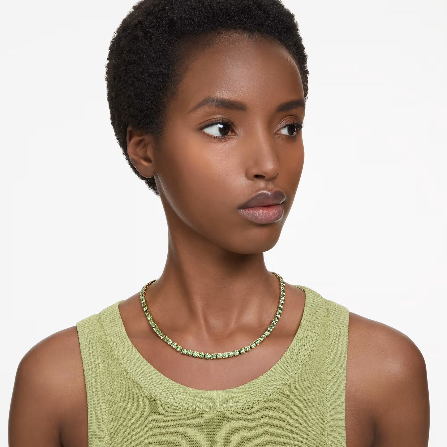 Matrix Tennis necklace, Round cut, Medium, Green